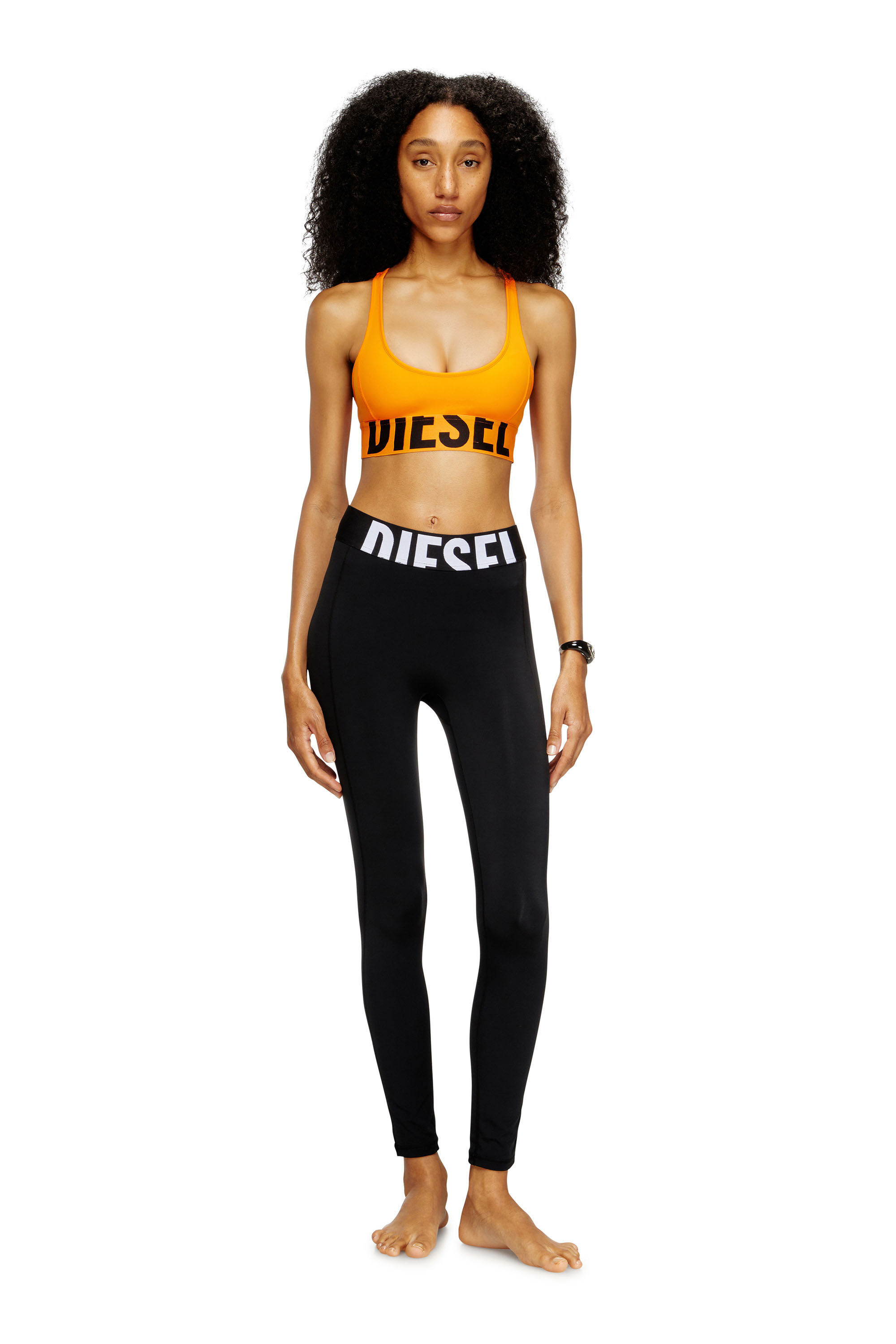 Diesel - ALLISON-D-POP, Woman's Microfibre sports bra with cut-off logo in Orange - 1