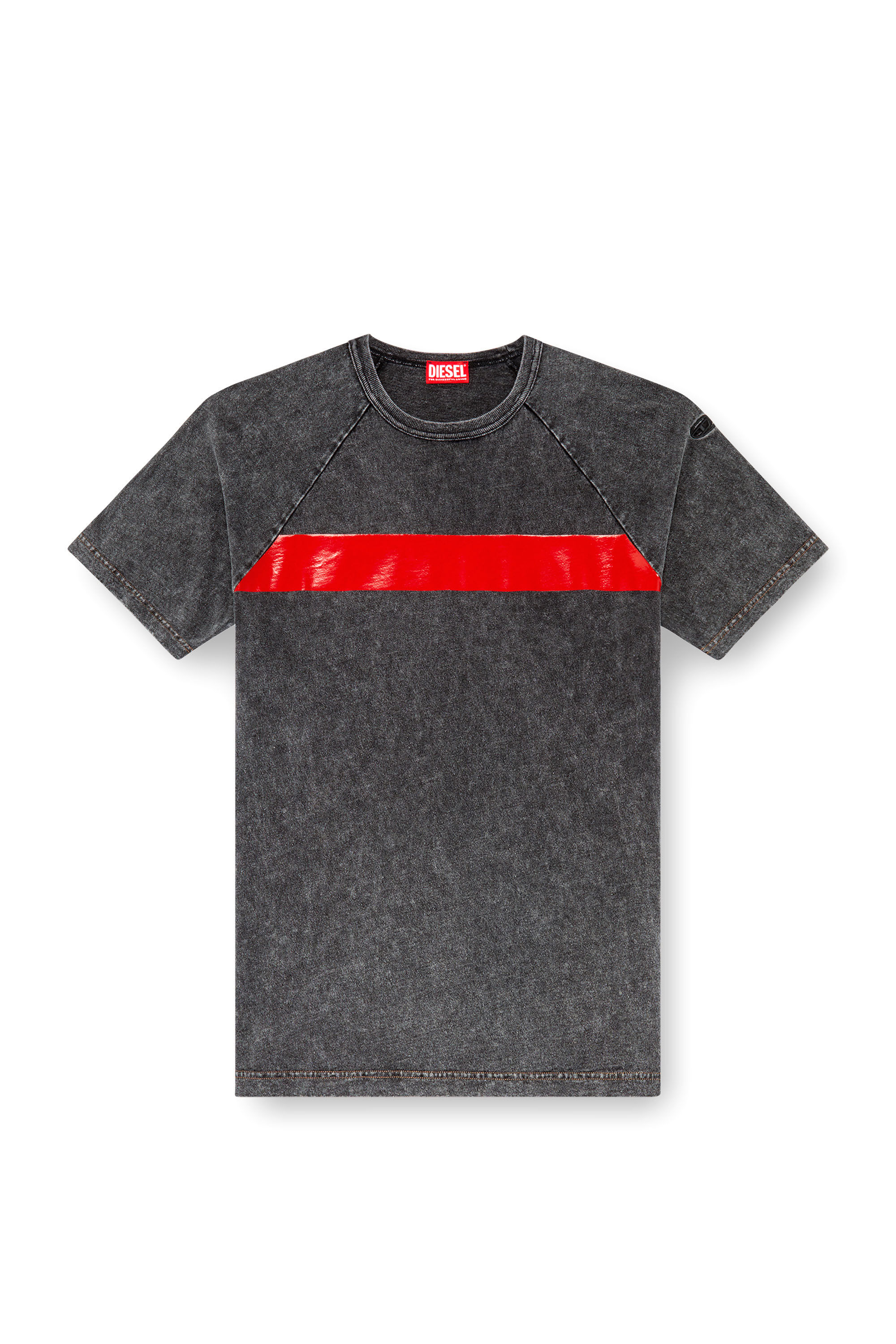 Diesel - T-RADJUST-Q1, Man Marble-effect T-shirt with glossy band in Black - Image 2
