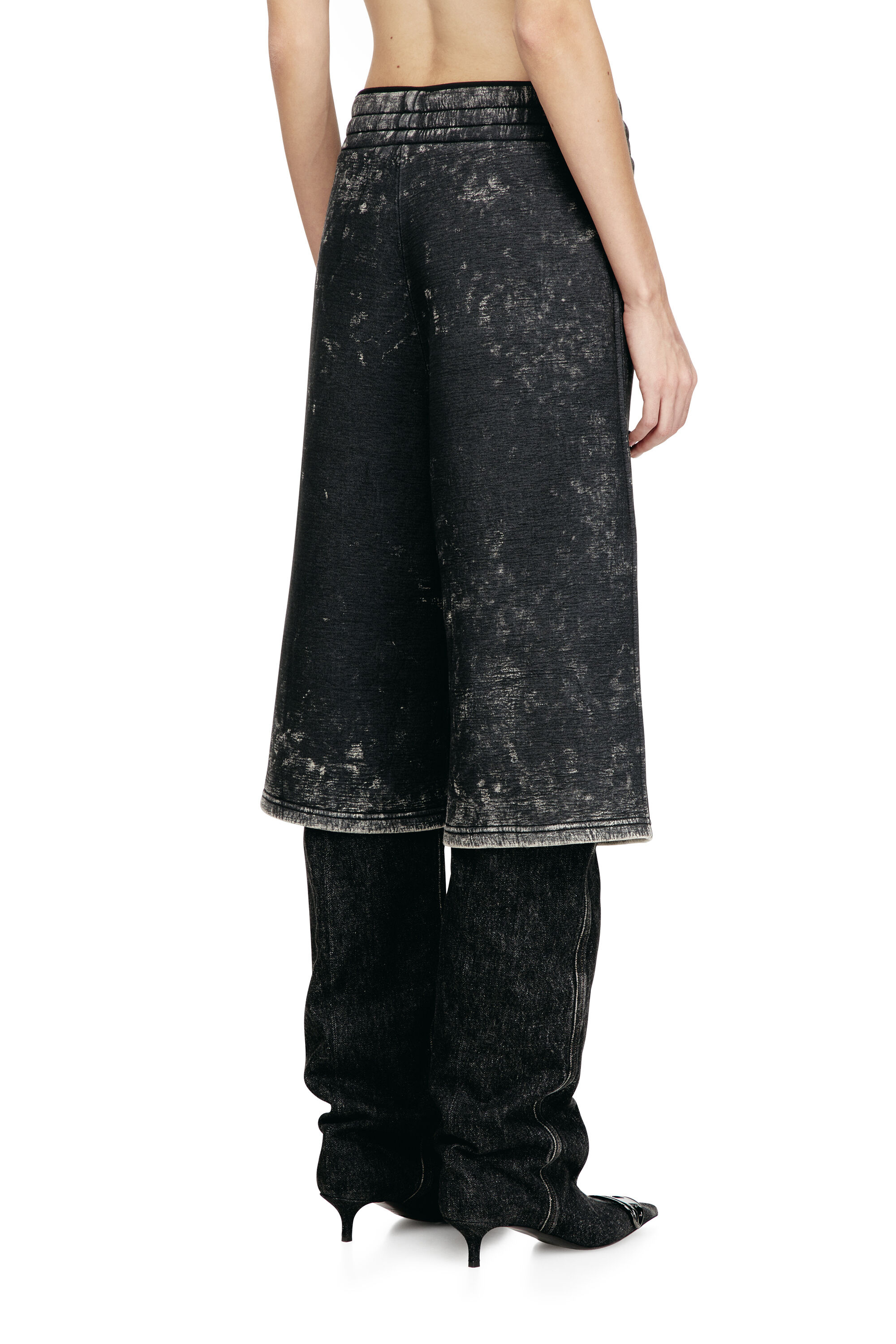 Diesel - S-TYP, Unisex's Wide-leg shorts in marble-effect scuba in Black - 4