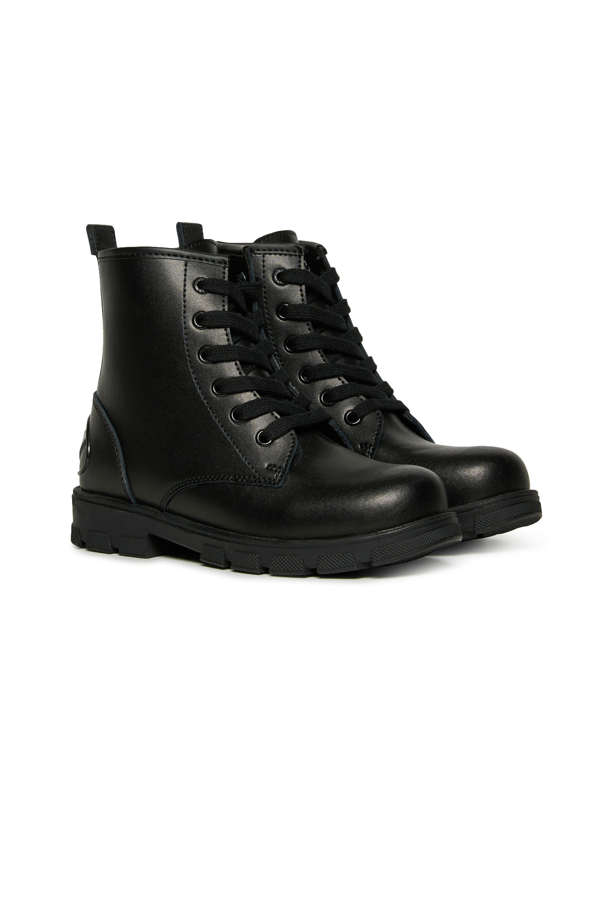Diesel - D-HAMMER AK LACE, Unisex's D-Hammer Leather Boots with Side Zip in Black - 2