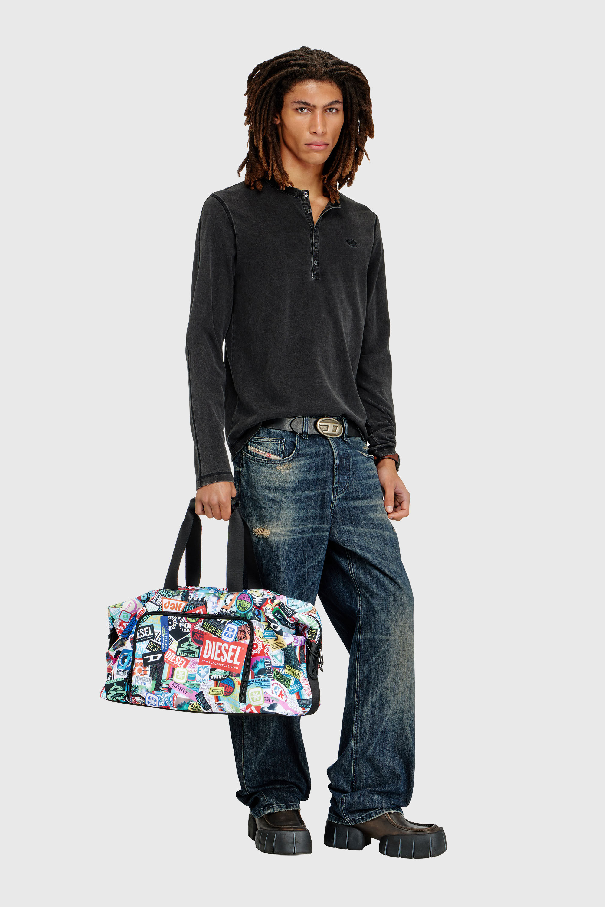 Diesel - DIESEL PC PRINTED DUFFLE-STICKERS- DSB00, Unisex's Pratical duffle bag with stickers in Multicolor - 1