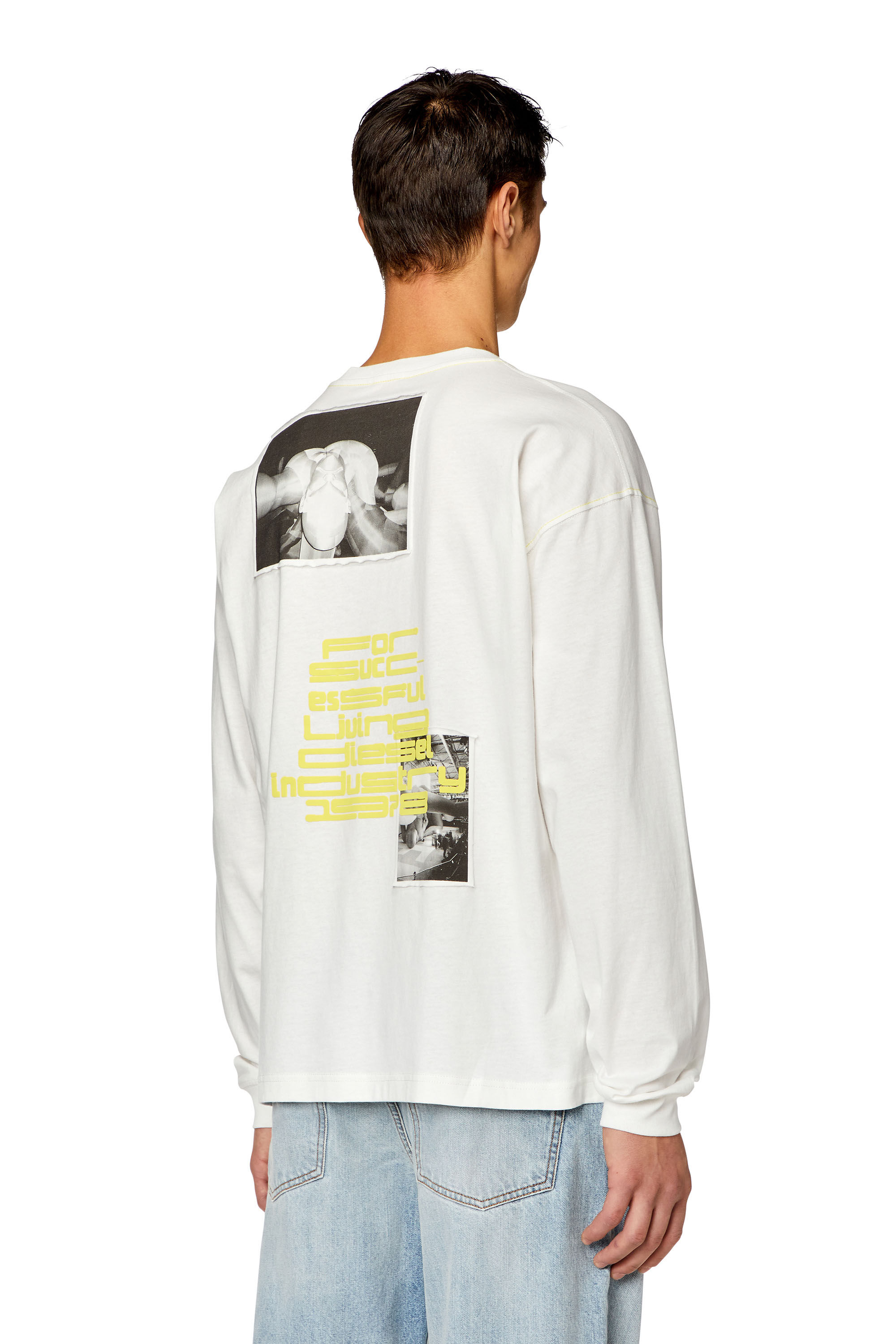 Diesel - T-BOXT-LS-N, Man Long-sleeve T-shirt with raw-cut patches in White - Image 2