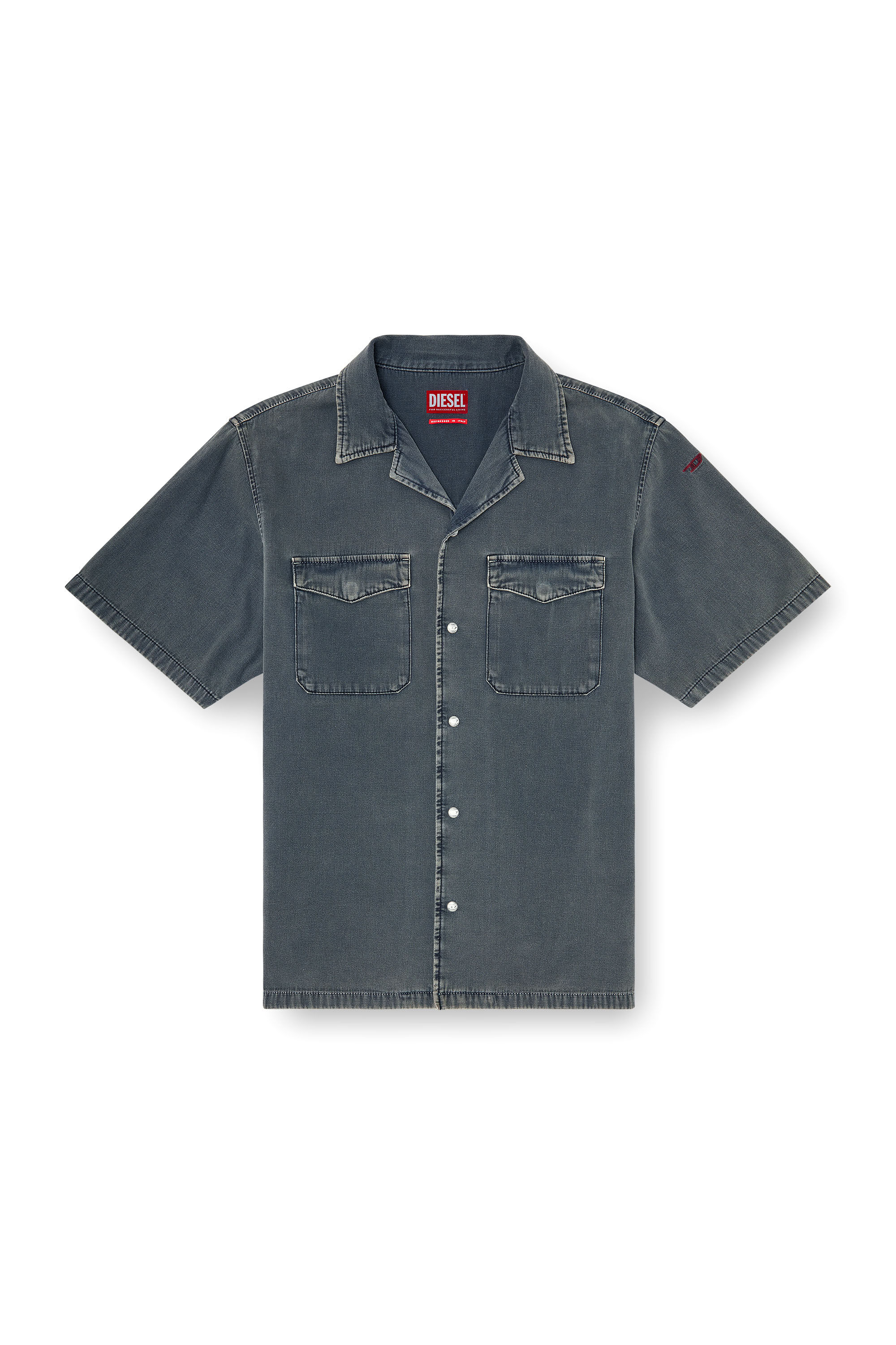 Diesel - D-NABIL-P, Man's Bowling shirt in coloured denim in null - 2