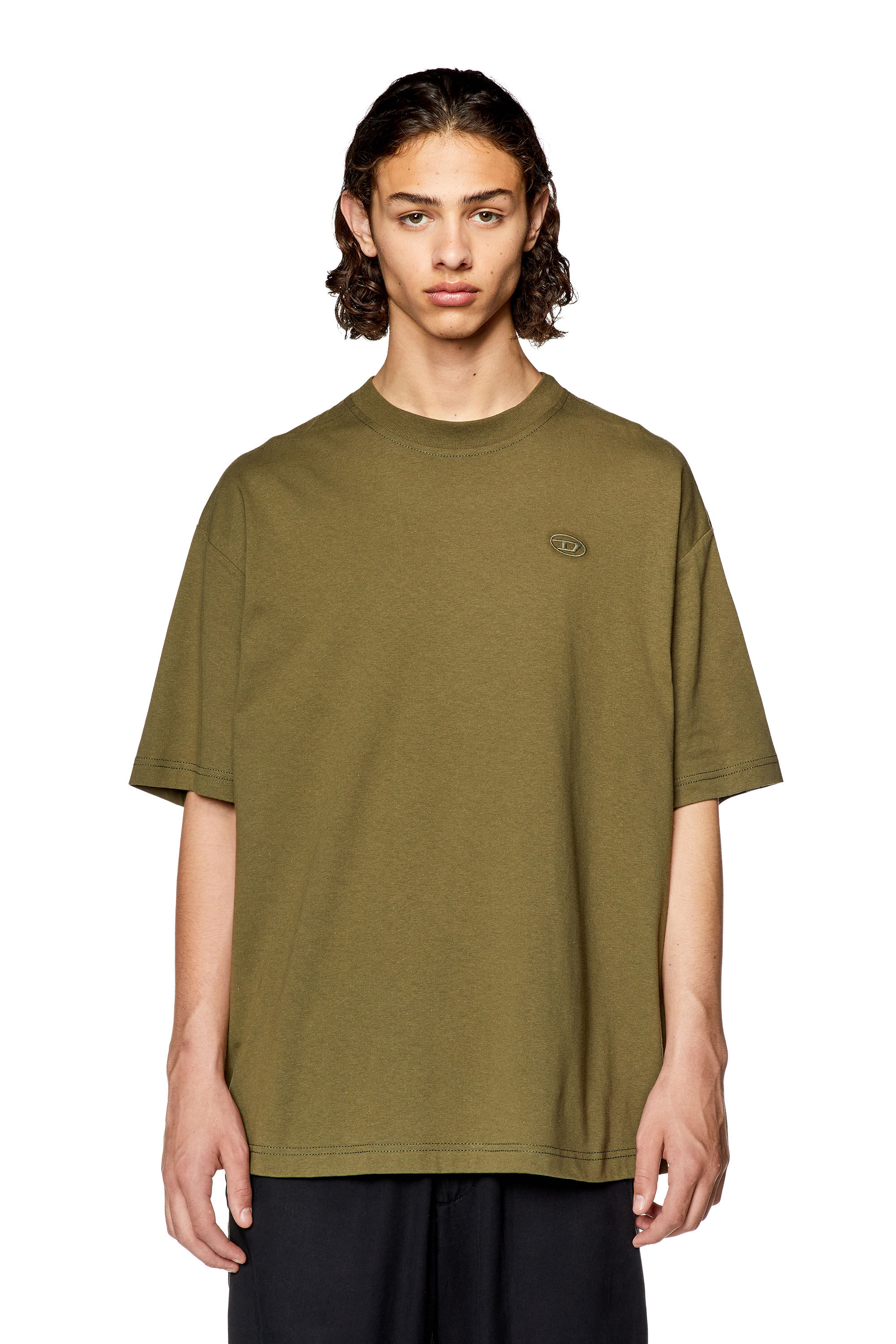 Diesel - T-BOGGY-MEGOVAL-D, Man T-shirt with maxi oval D embroidery in Green - Image 4