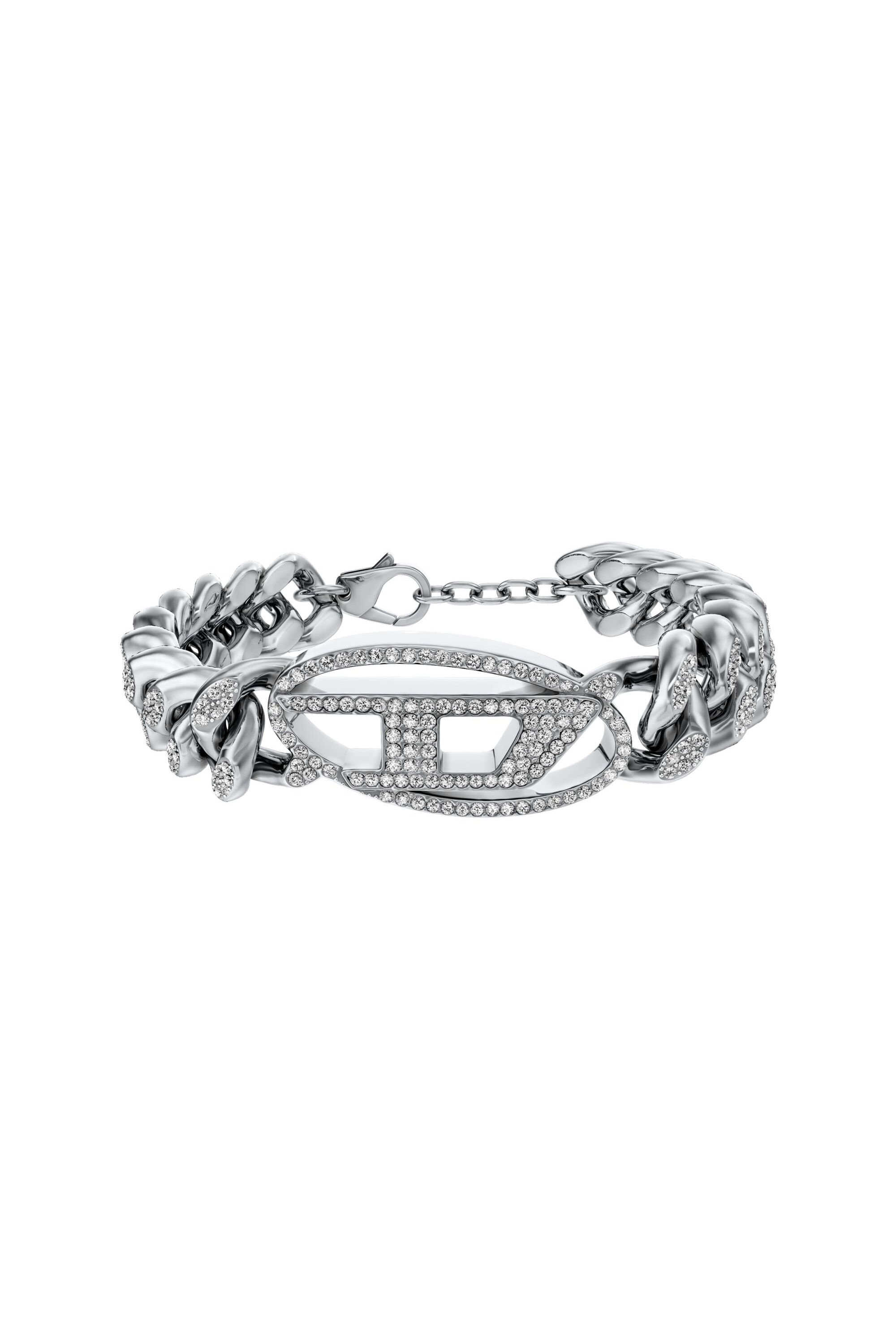 Diesel - DX1707040 JEWELLERY, Unisex's Stainless steel Oval D glitz chain bracelet in Silver - 1