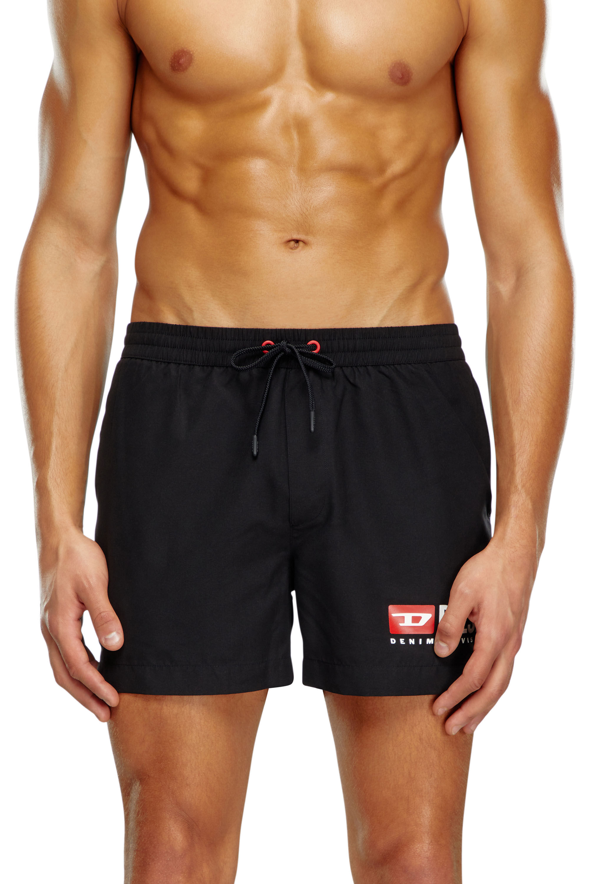 Diesel - BMBX-KEN-37, Man Mid-length swim shorts with logo print in Black - Image 1