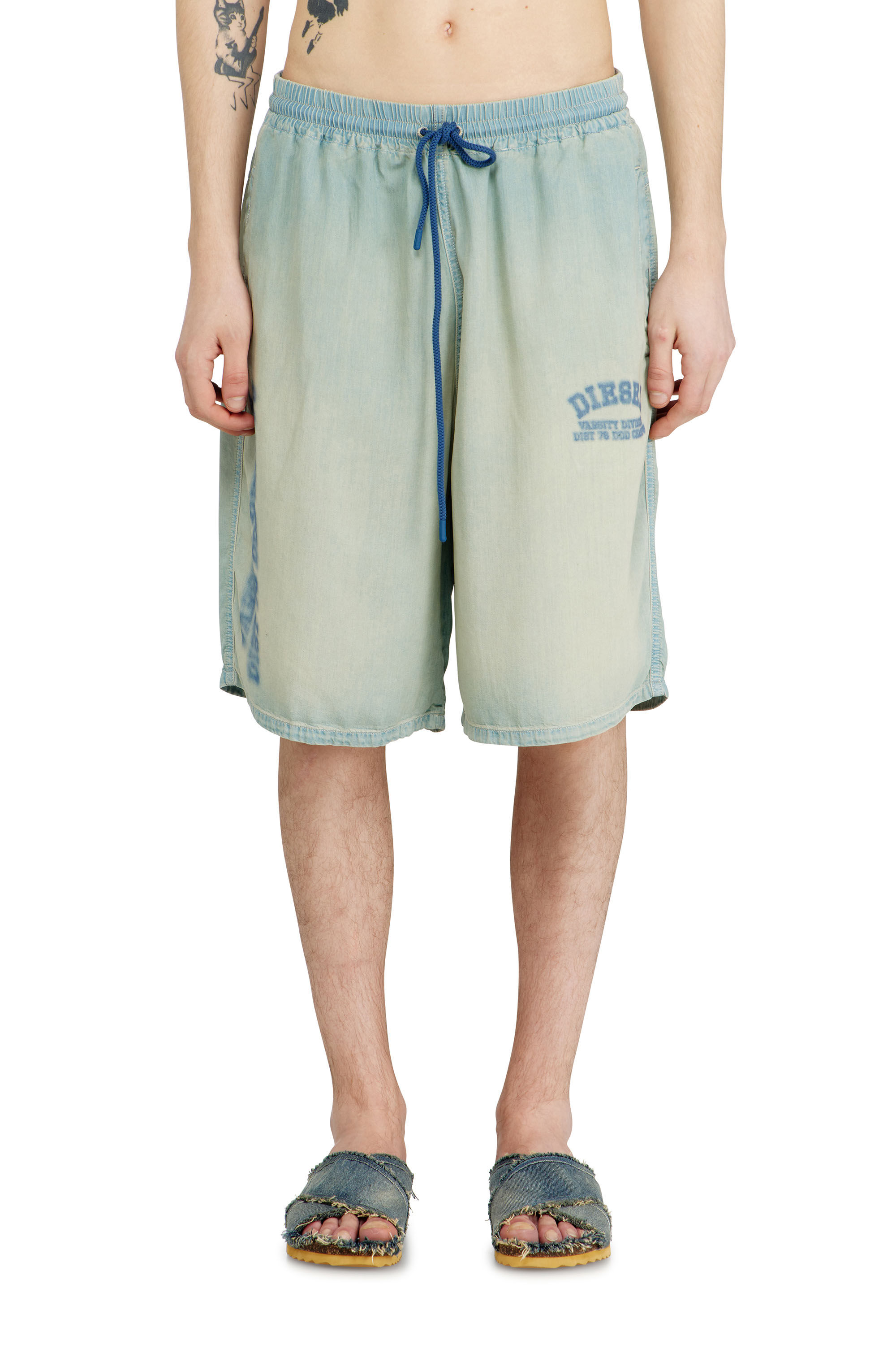 Diesel - D-ENIMOS-SHORT-S2, Unisex's Shorts in fluid dirt-effect denim in null - 2