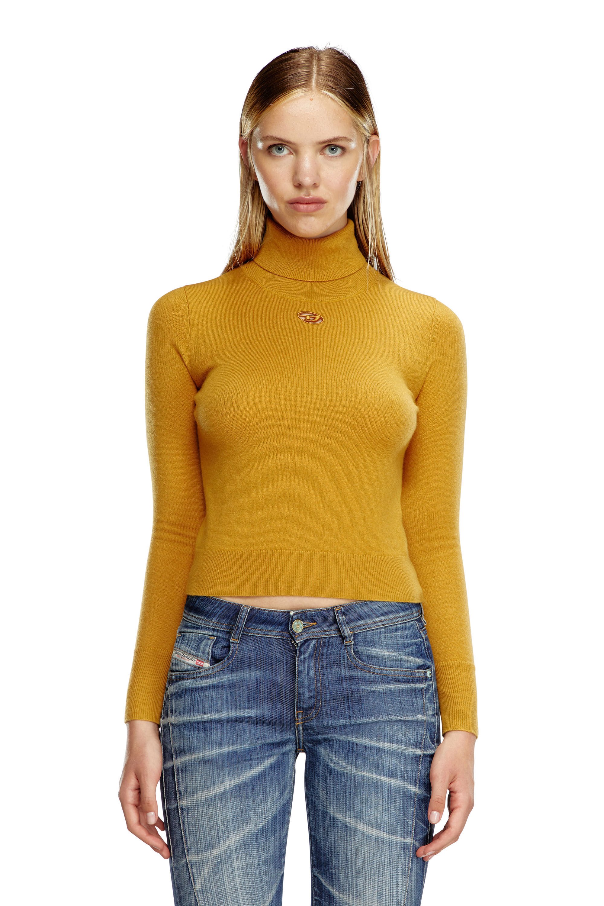 Diesel - M-AREESAX-TN, Woman Turtleneck jumper in wool and cashmere in Brown - Image 3