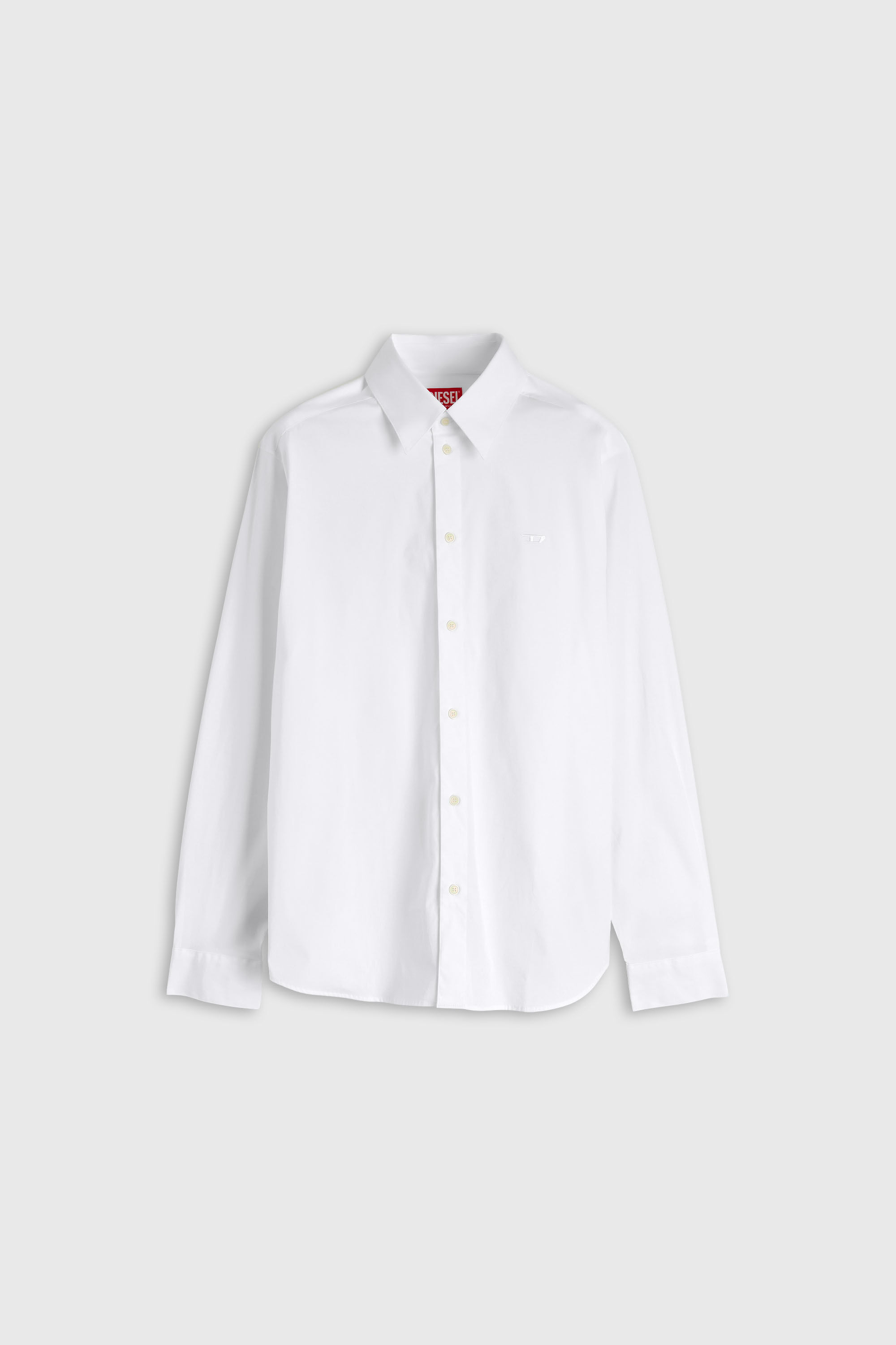 Diesel - S-SIMPLY-NA-GSBH, Man's Shirt in stretch poplin with D embroidery in White - 2