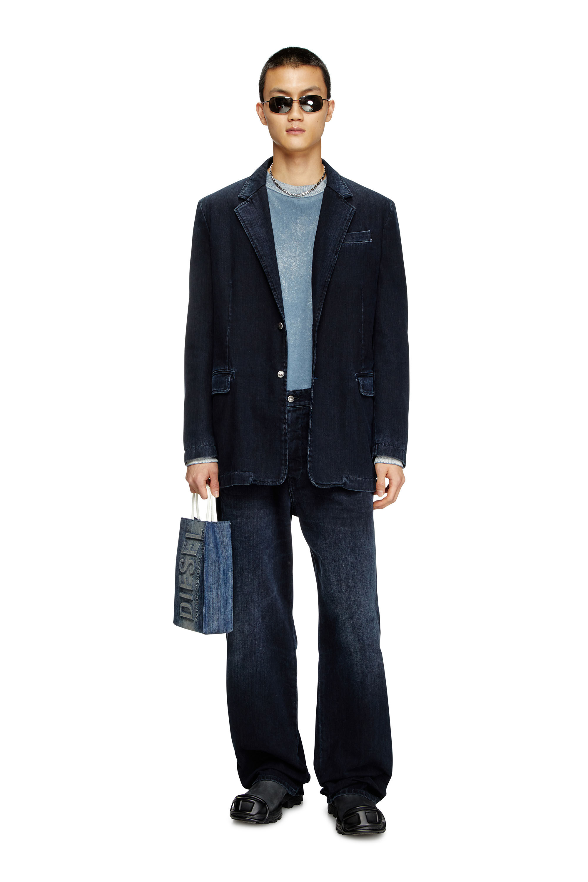 ファッションの Men's Reverse-print Diesel | Blue | jumper cotton トップス