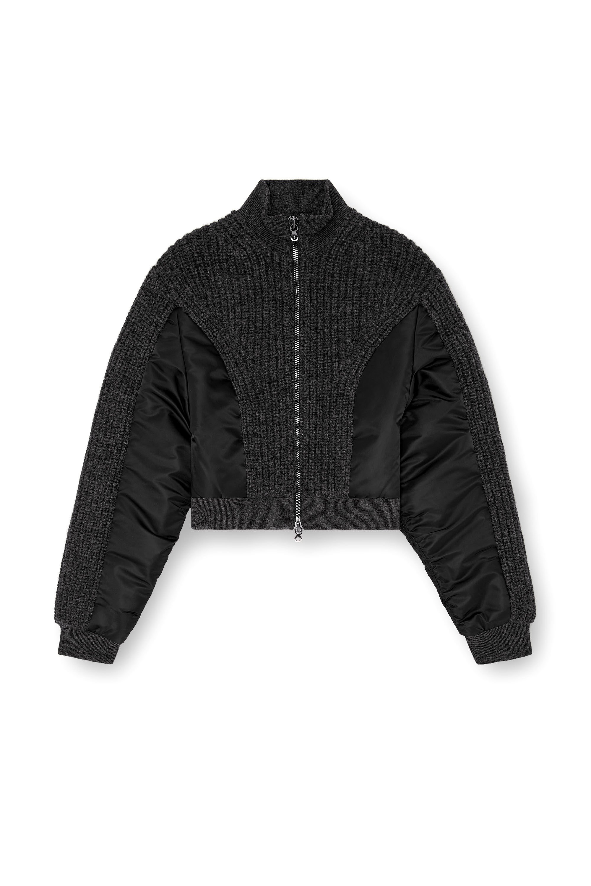Diesel - M-ODENA, Woman Jacket in wool knit and padded nylon in Black - Image 2