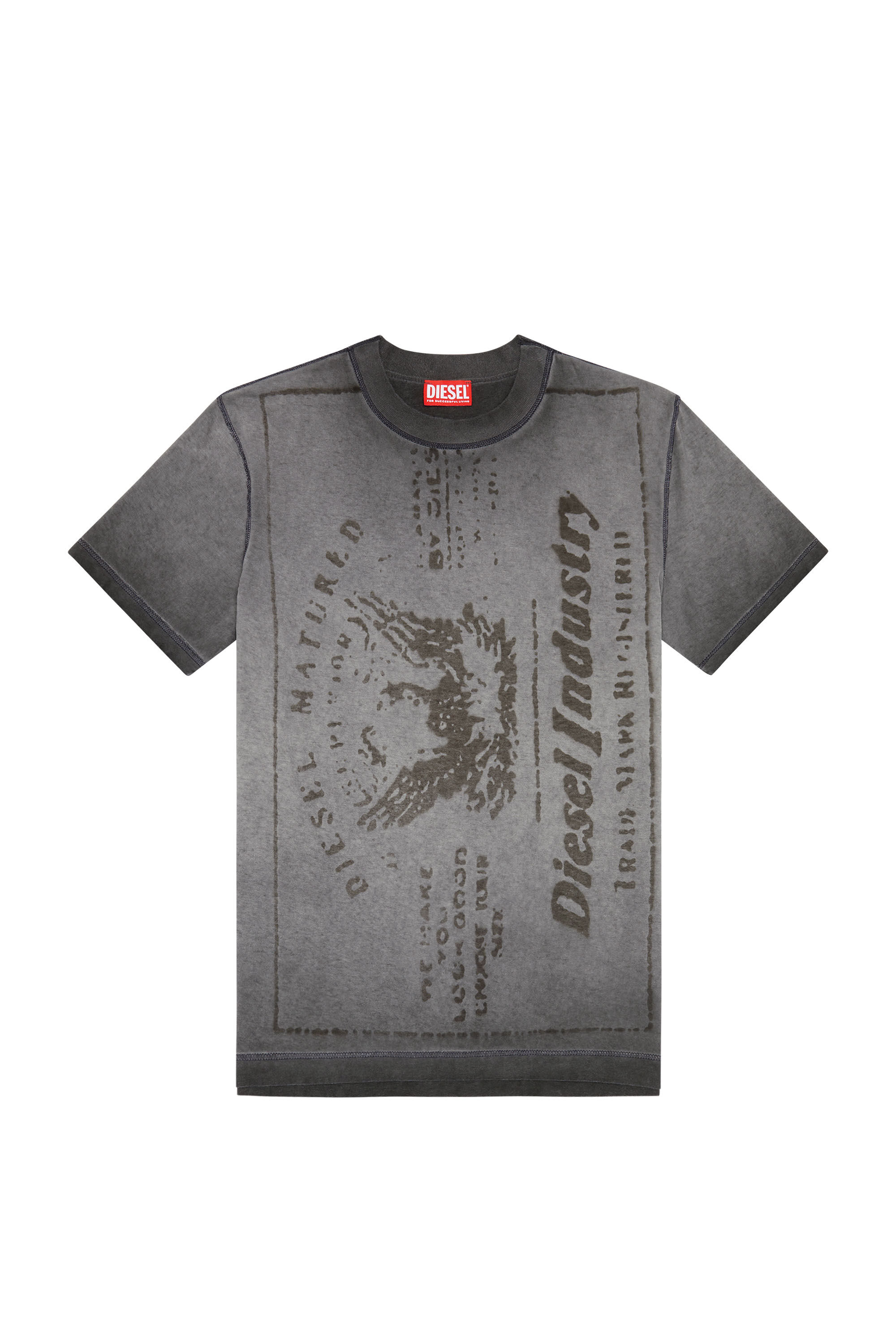 Diesel - T-DIEGOR-L2, Man T-shirt with faded jacron print in Grey - Image 2