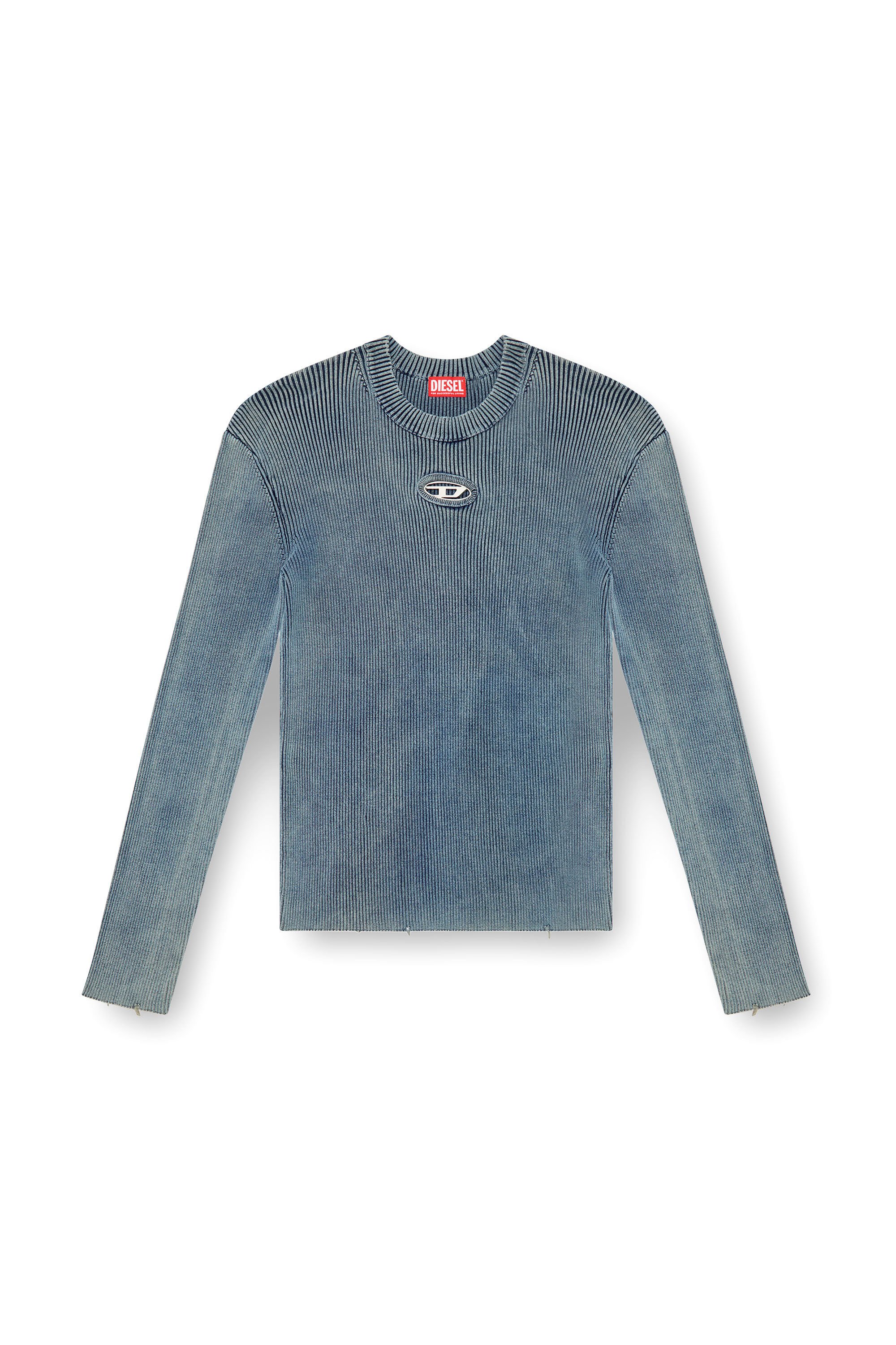 Diesel - K-DARIN-A, Man Cut-out jumper with Oval D in Blue - Image 2