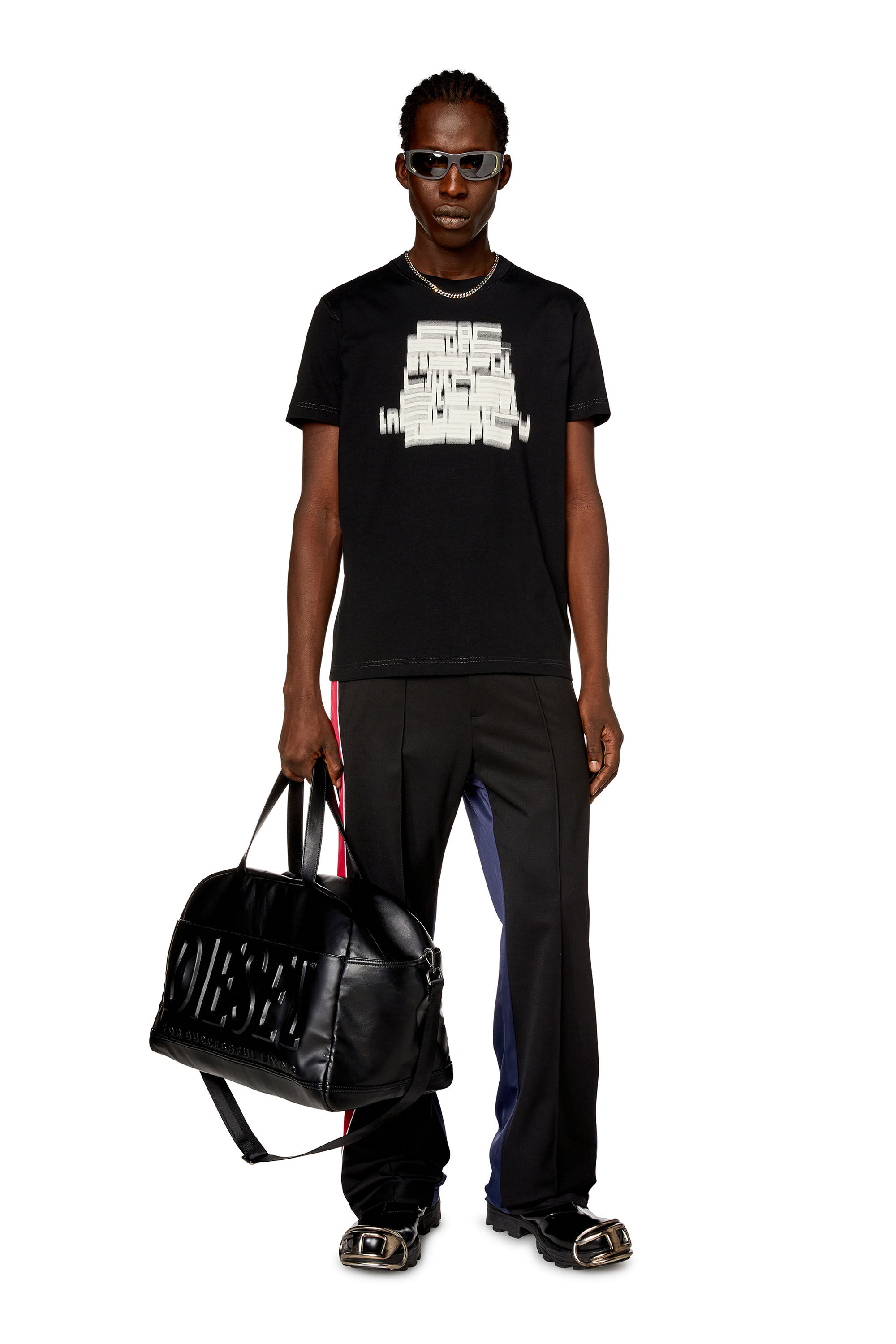 Diesel - T-DIEGOR-N1, Man T-shirt with blurry For Successful Living print in Black - Image 3