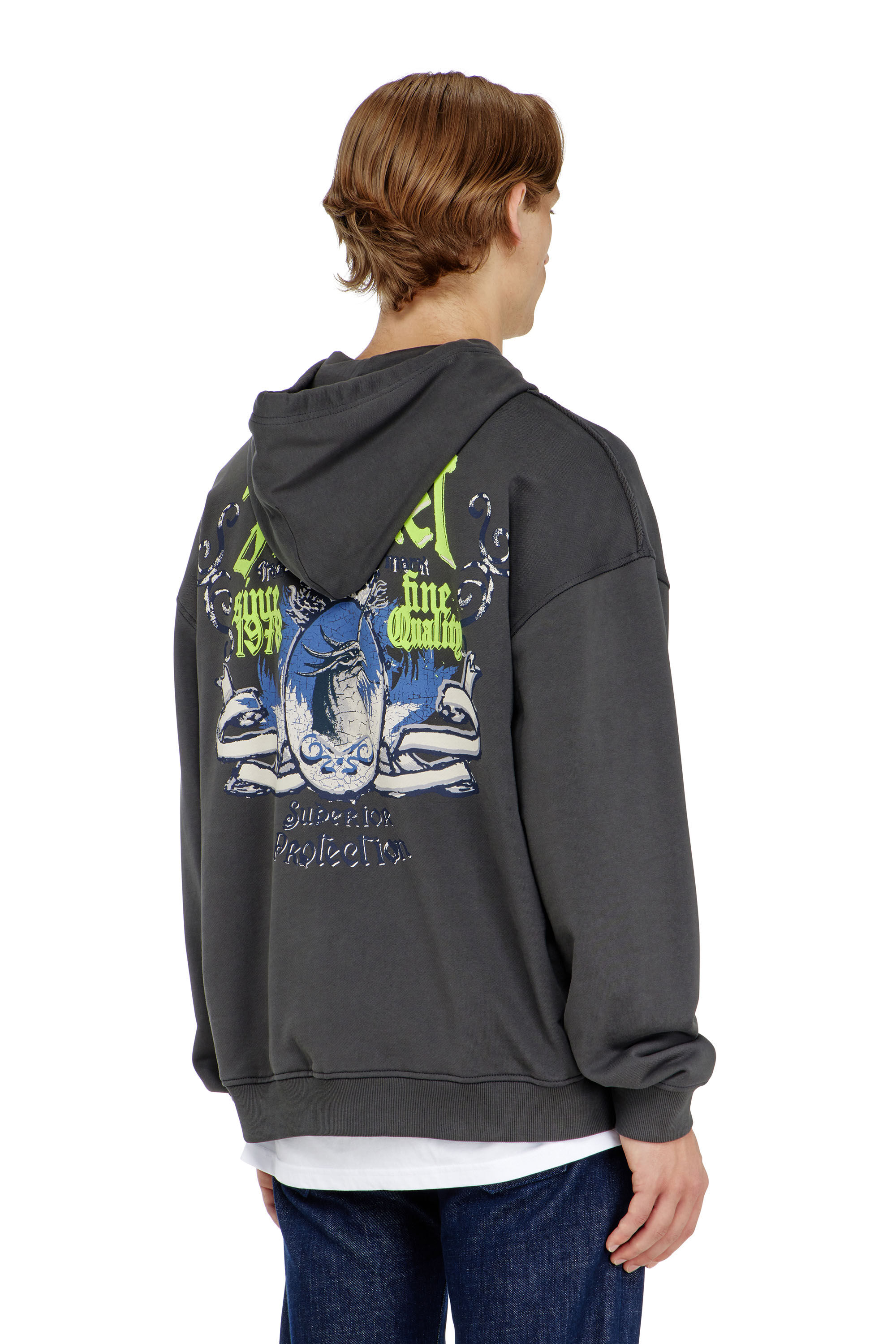 Diesel - S-BOXT-HOOD-AA2, Man's Cotton hoodie with flocked graphics in null - 4