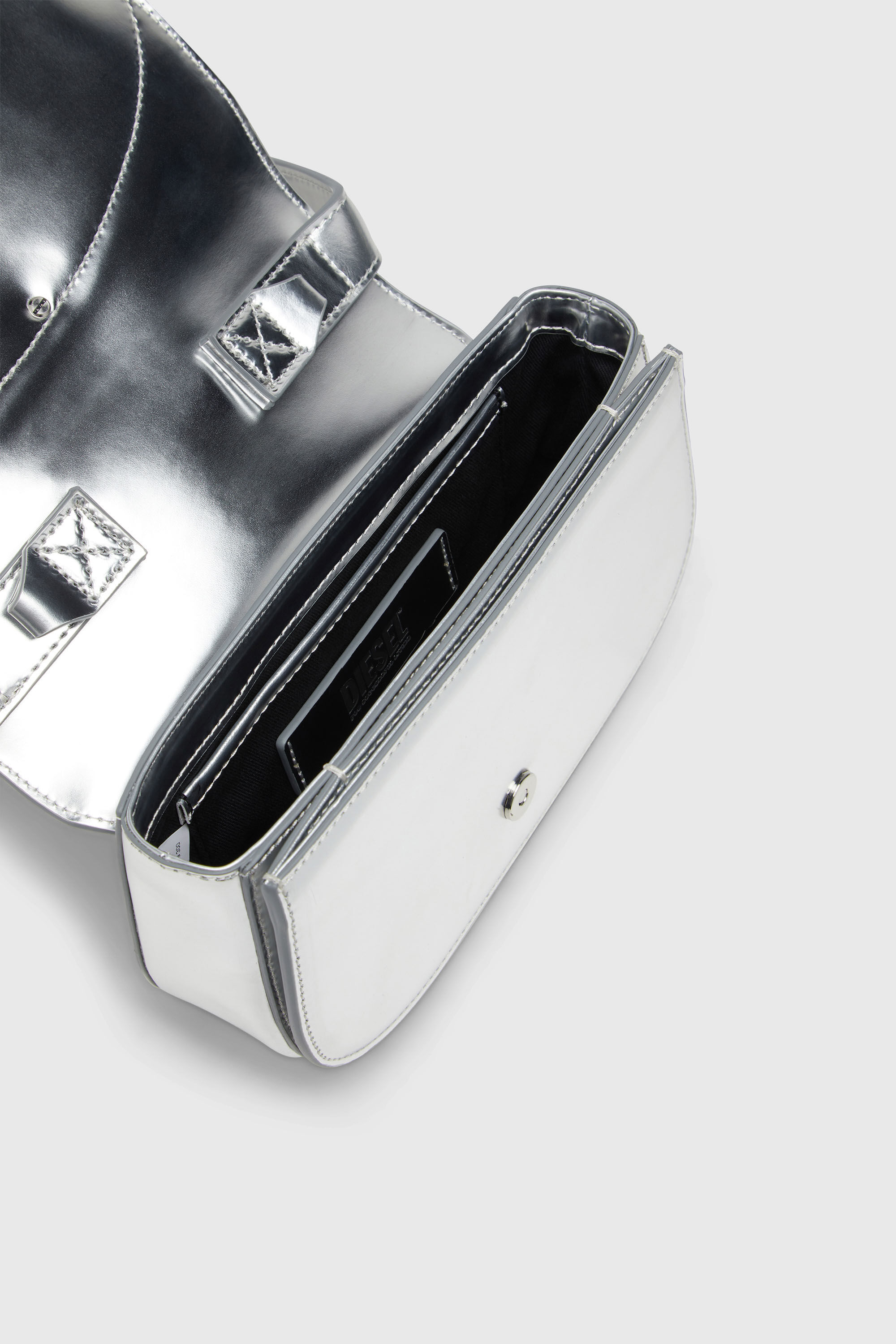 Diesel - 1DR, Woman's 1DR-Iconic shoulder bag in mirrored leather in Silver - 4