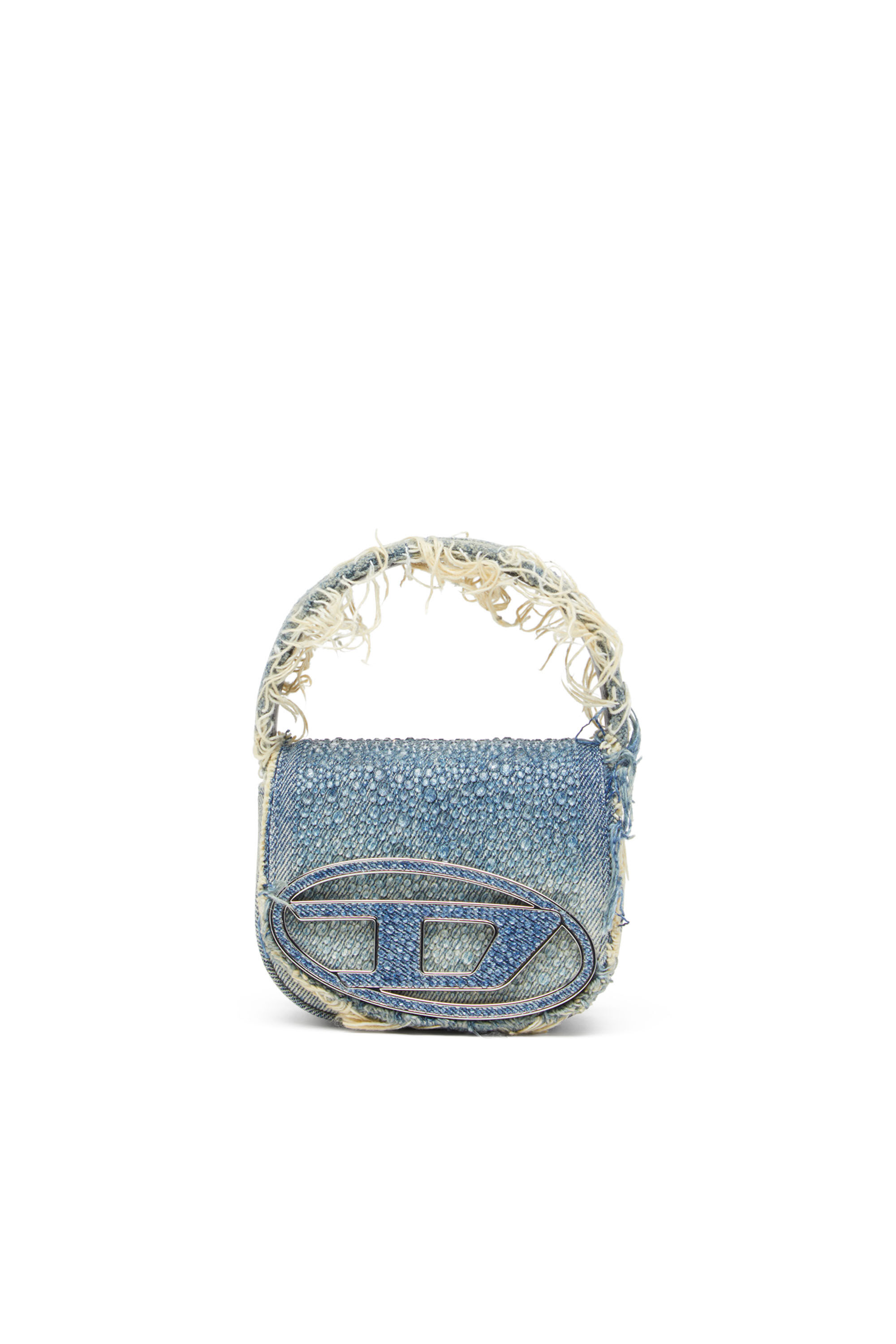 Diesel - 1DR XS, Woman 1DR XS-Iconic mini bag in denim and crystals in Blue - Image 1