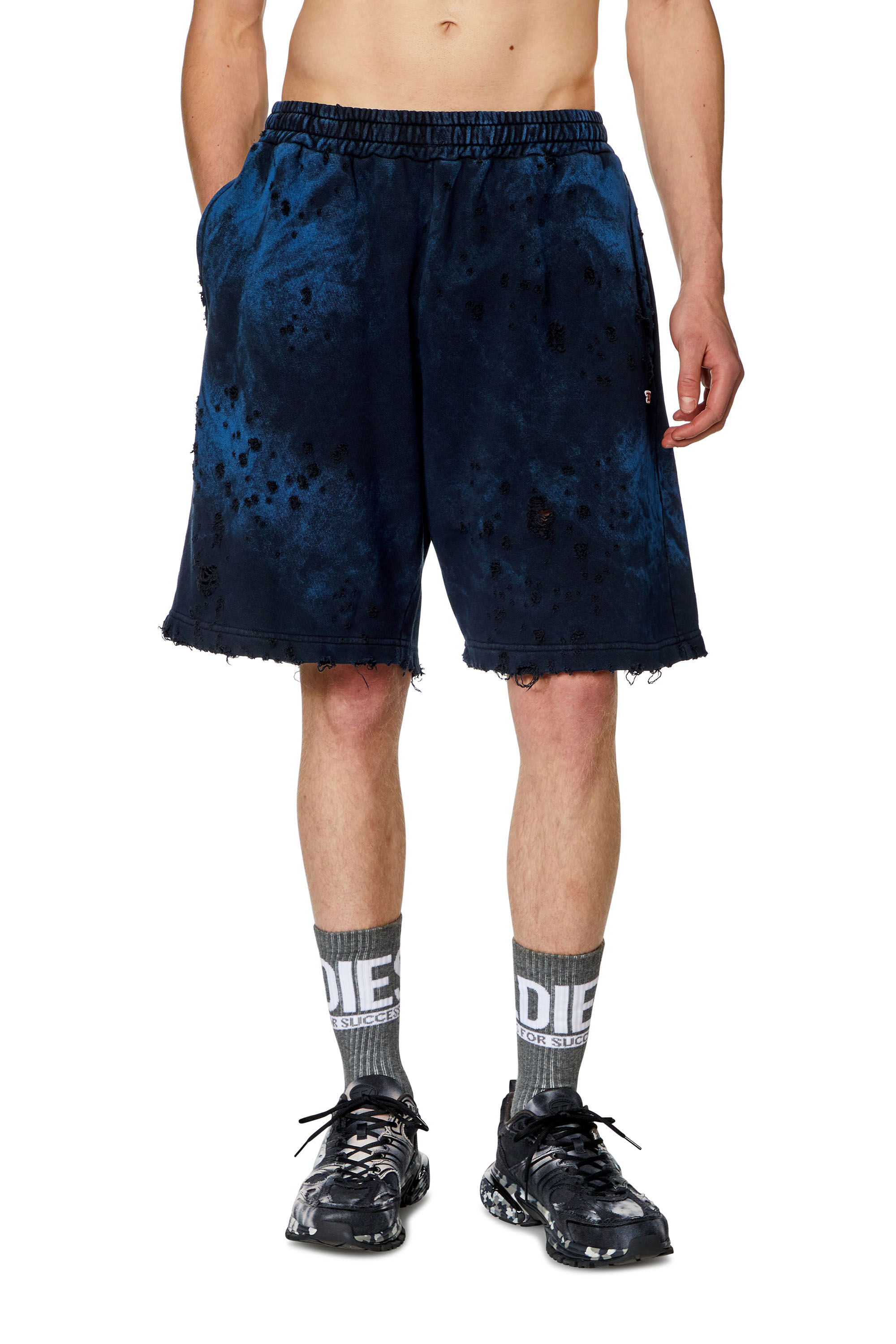 Diesel - P-CROWN-N2, Man Distressed shorts with marbled effect in Blue - Image 3