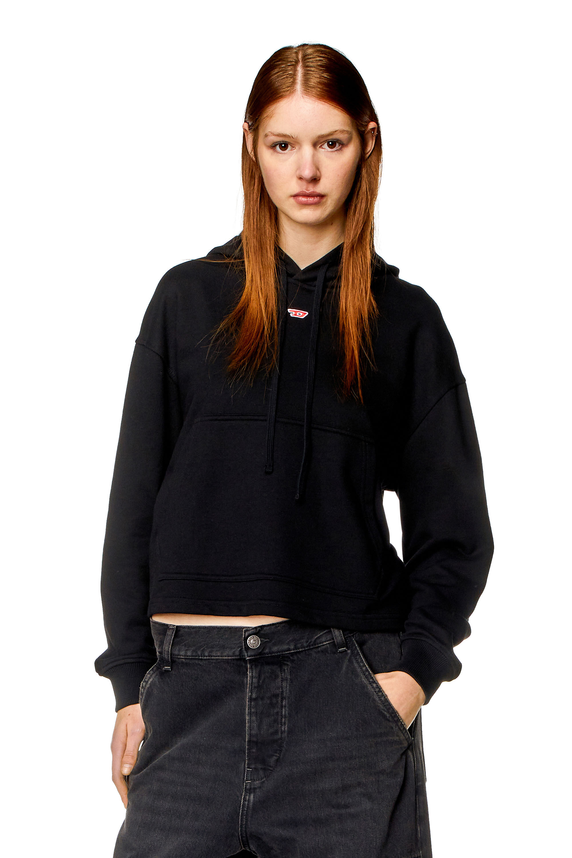 Diesel - F-JARAL-HOOD-D, Woman Oversized hoodie with D patch in Black - Image 3