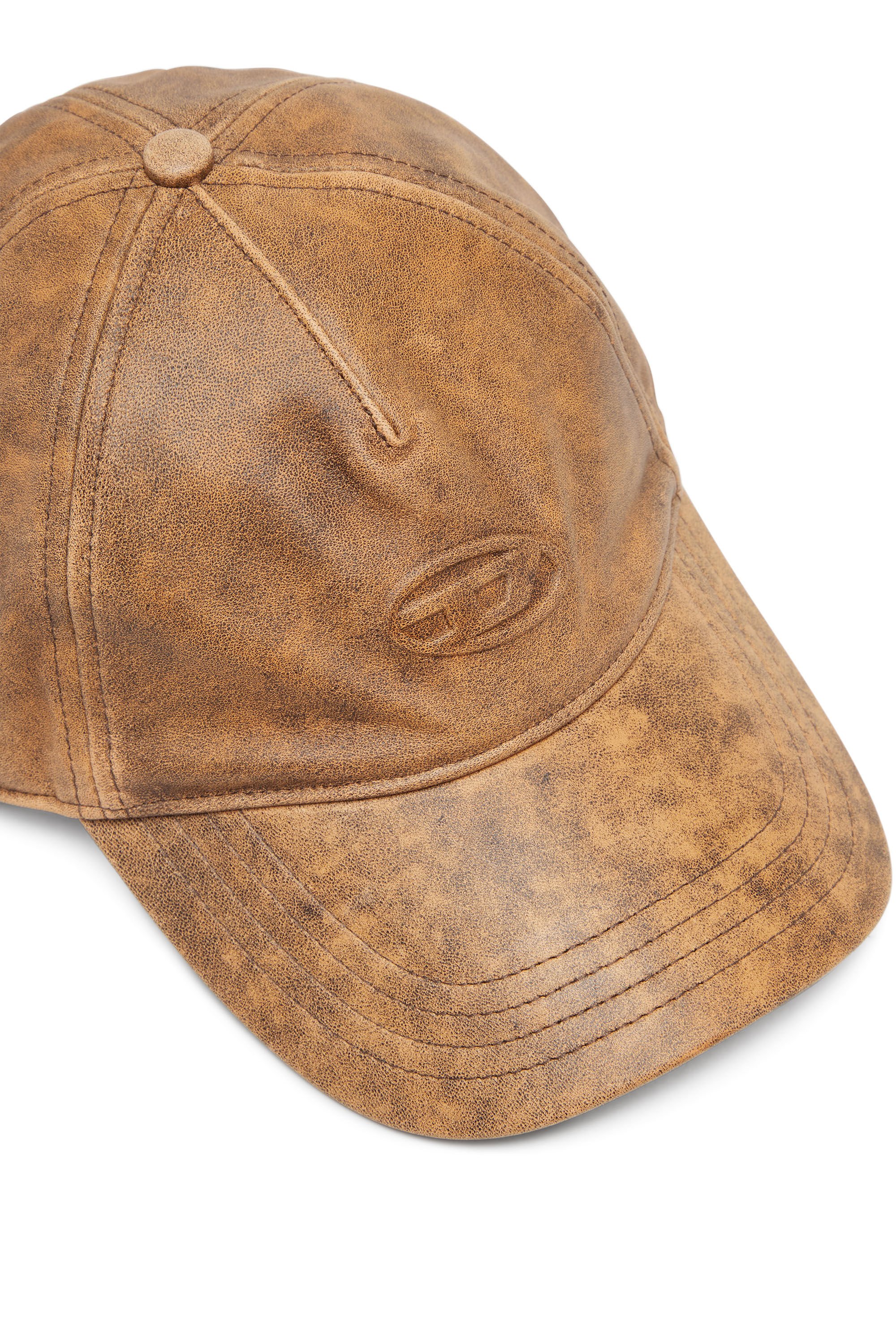 Diesel - C-BAR, Man Baseball cap in treated leather in Brown - Image 3