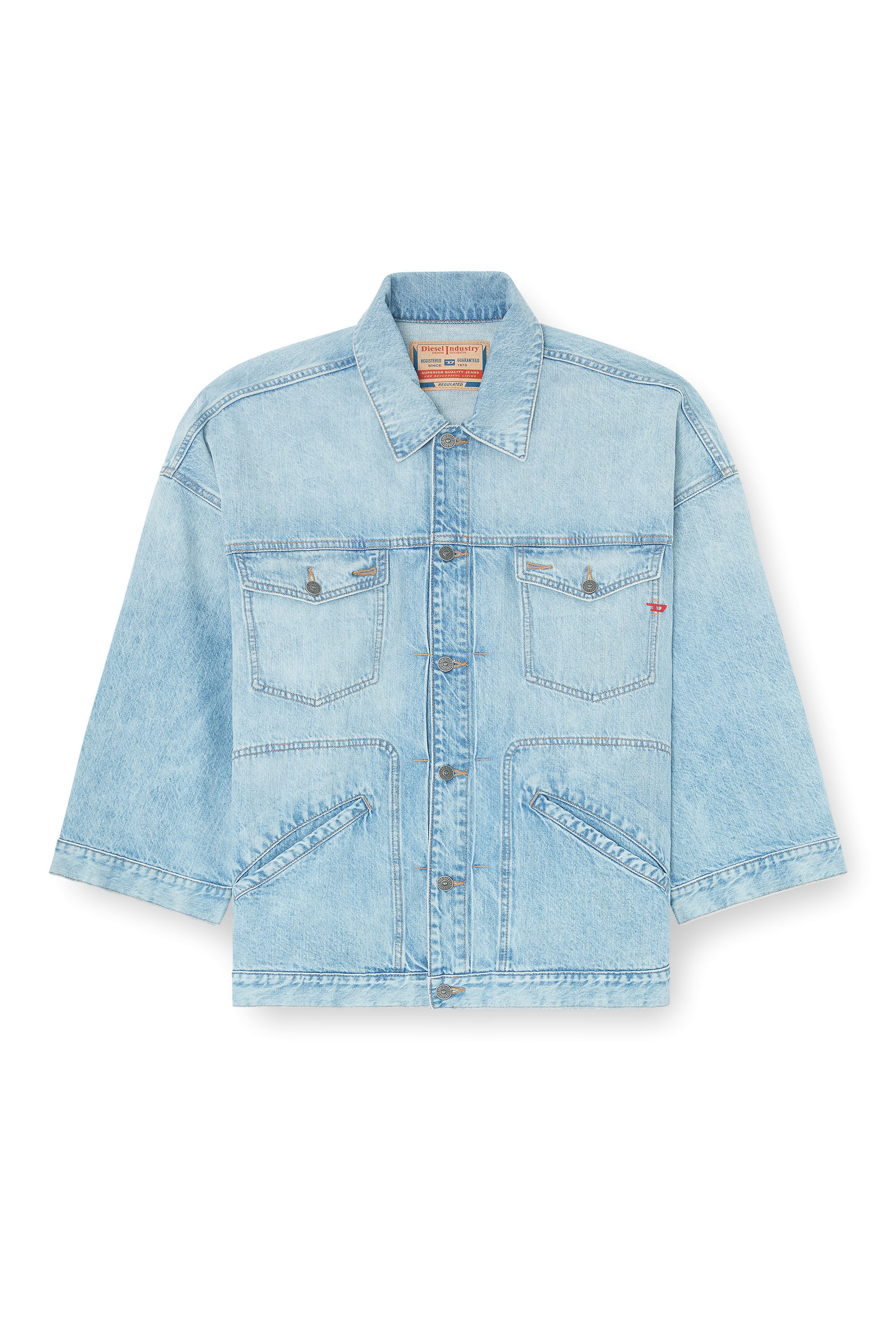 Diesel - DE-LIN, Woman's Oversized denim workwear jacket in Light Blue - 2