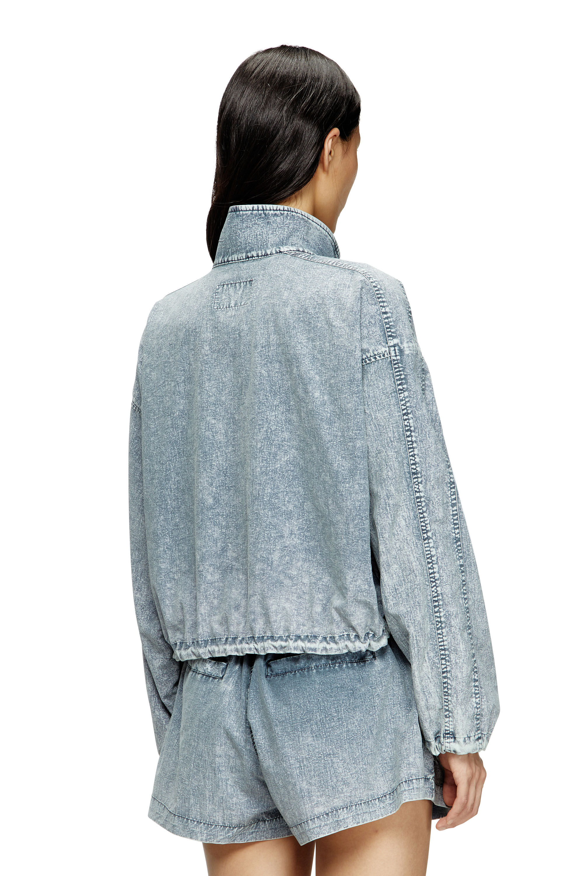 DIESEL>>ディーゼル G-Leam-R1 クロップドジャケット Women's Cropped jacket in recycled nylon taslan | Blue | Diesel