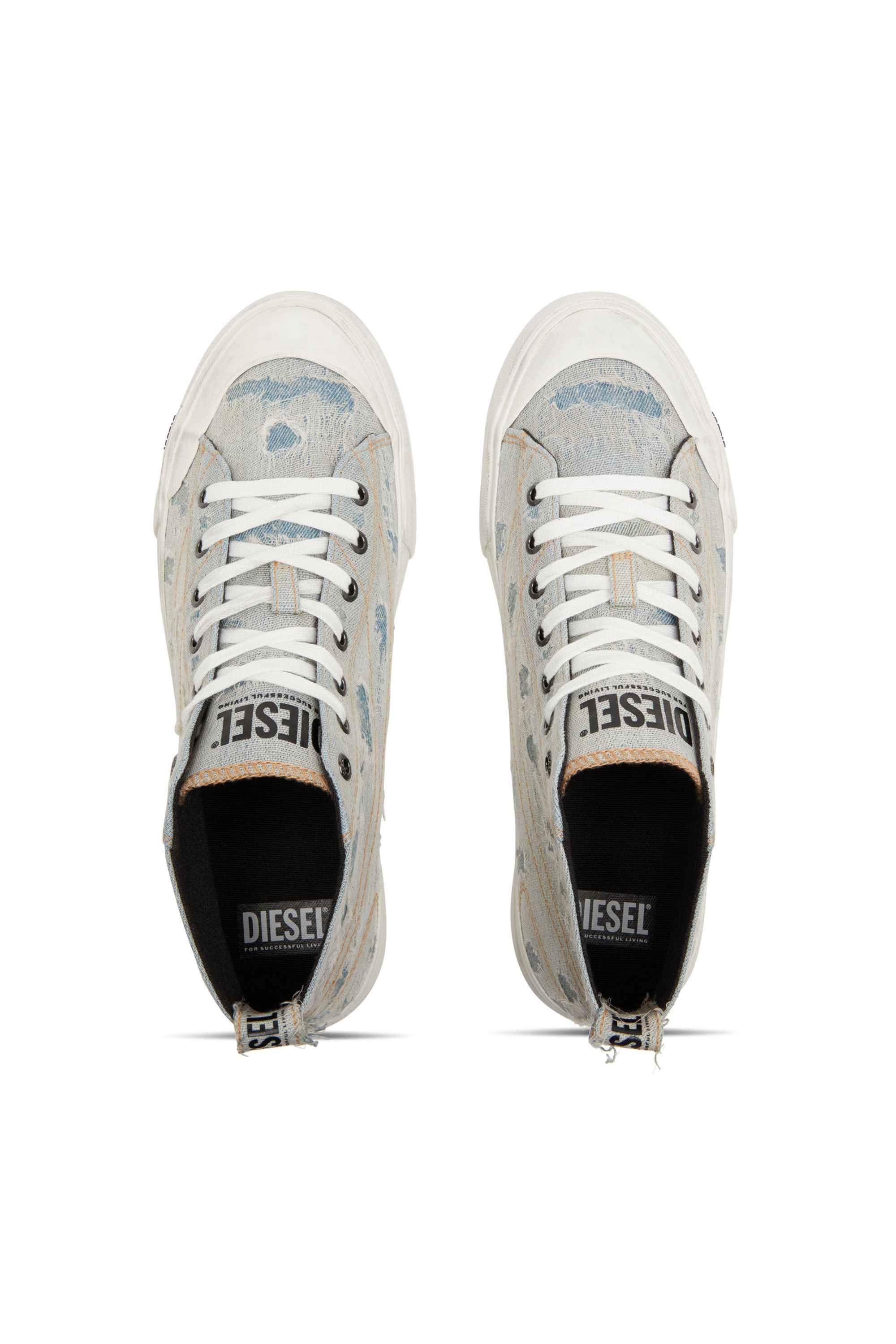Diesel - S-ATHOS MID, Man S-Athos-High-top sneakers in denim and gauze in Blue - Image 4