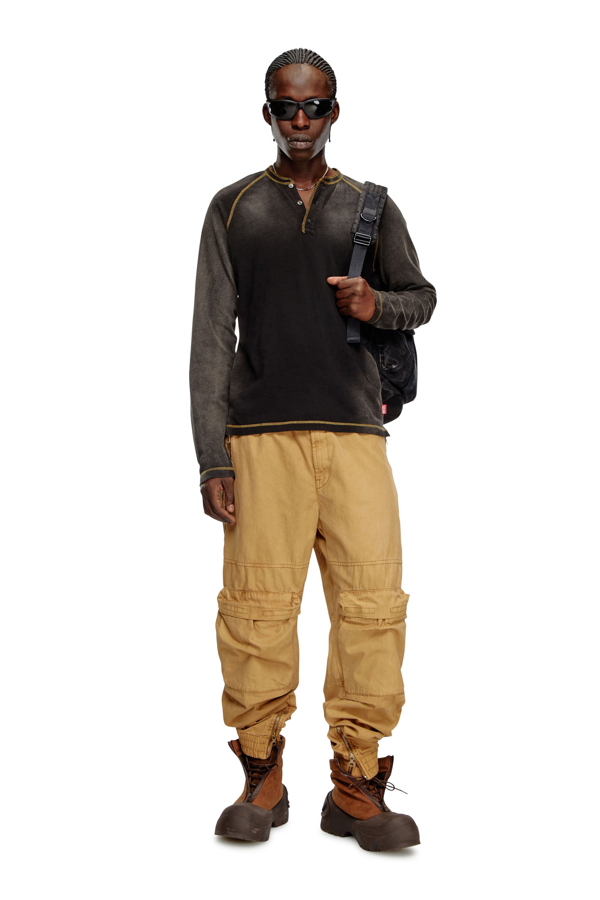 Diesel - P-BEECK, Man Cargo pants in faded organic cotton in Brown - Image 1