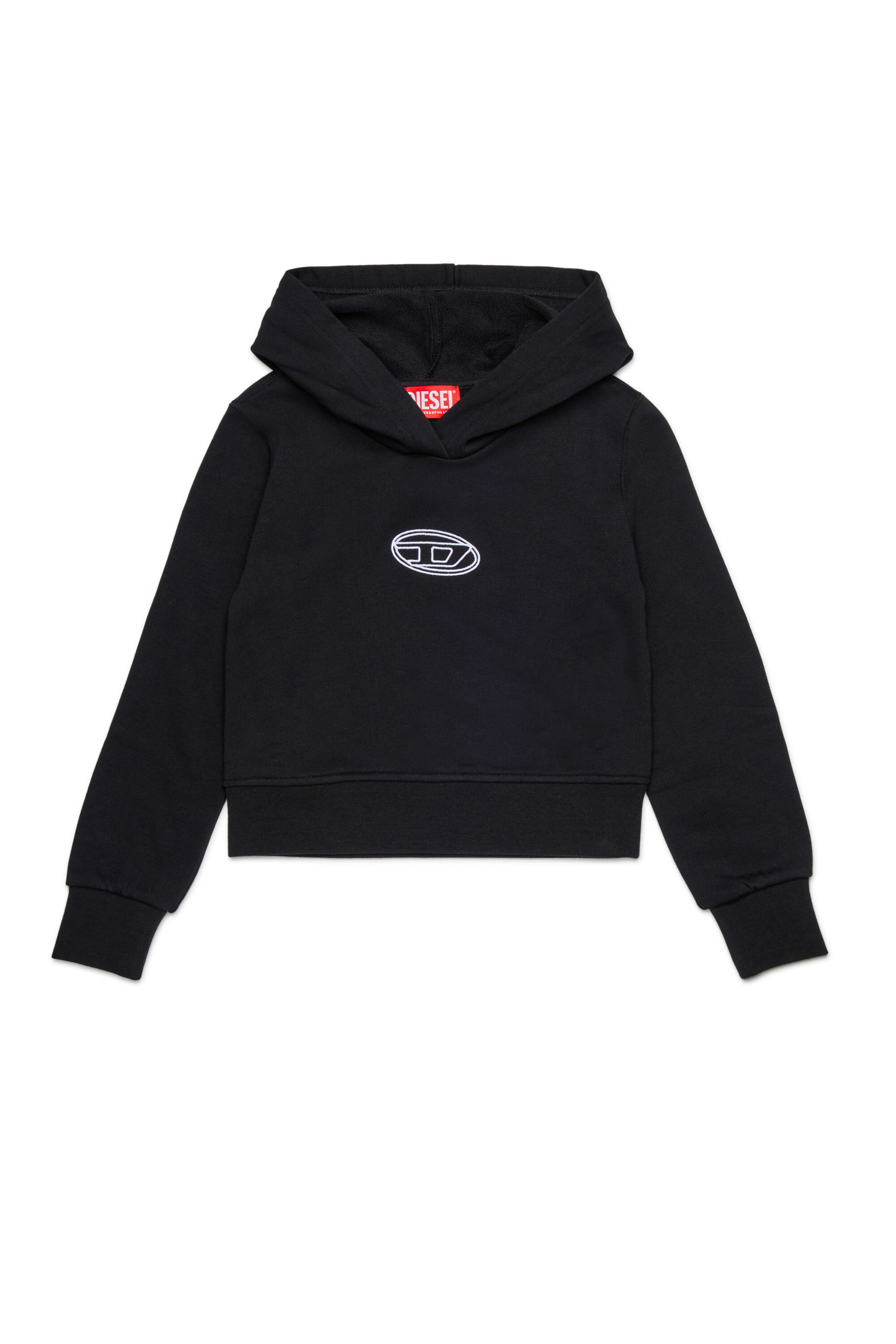 Diesel - SASYHOOD, Woman's Cotton hoodie with embroidered logo in Black - 1