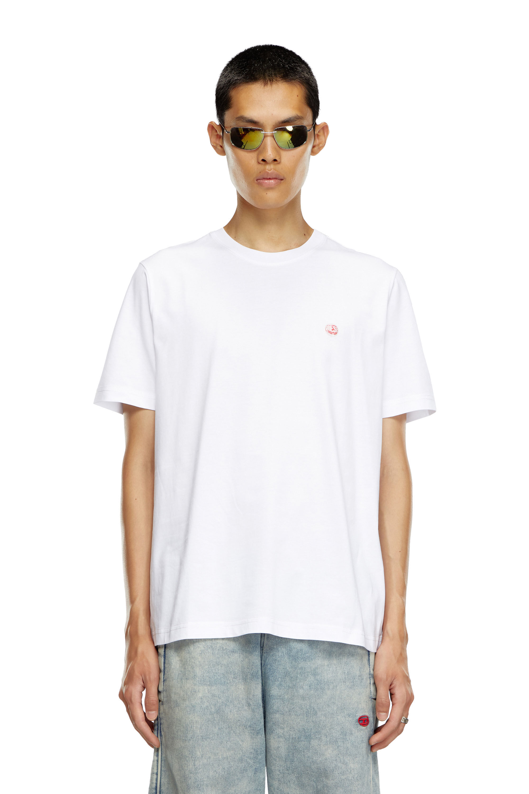 Diesel - T-ADJUST-K17, Man's T-shirt with peephole logo in White - 3