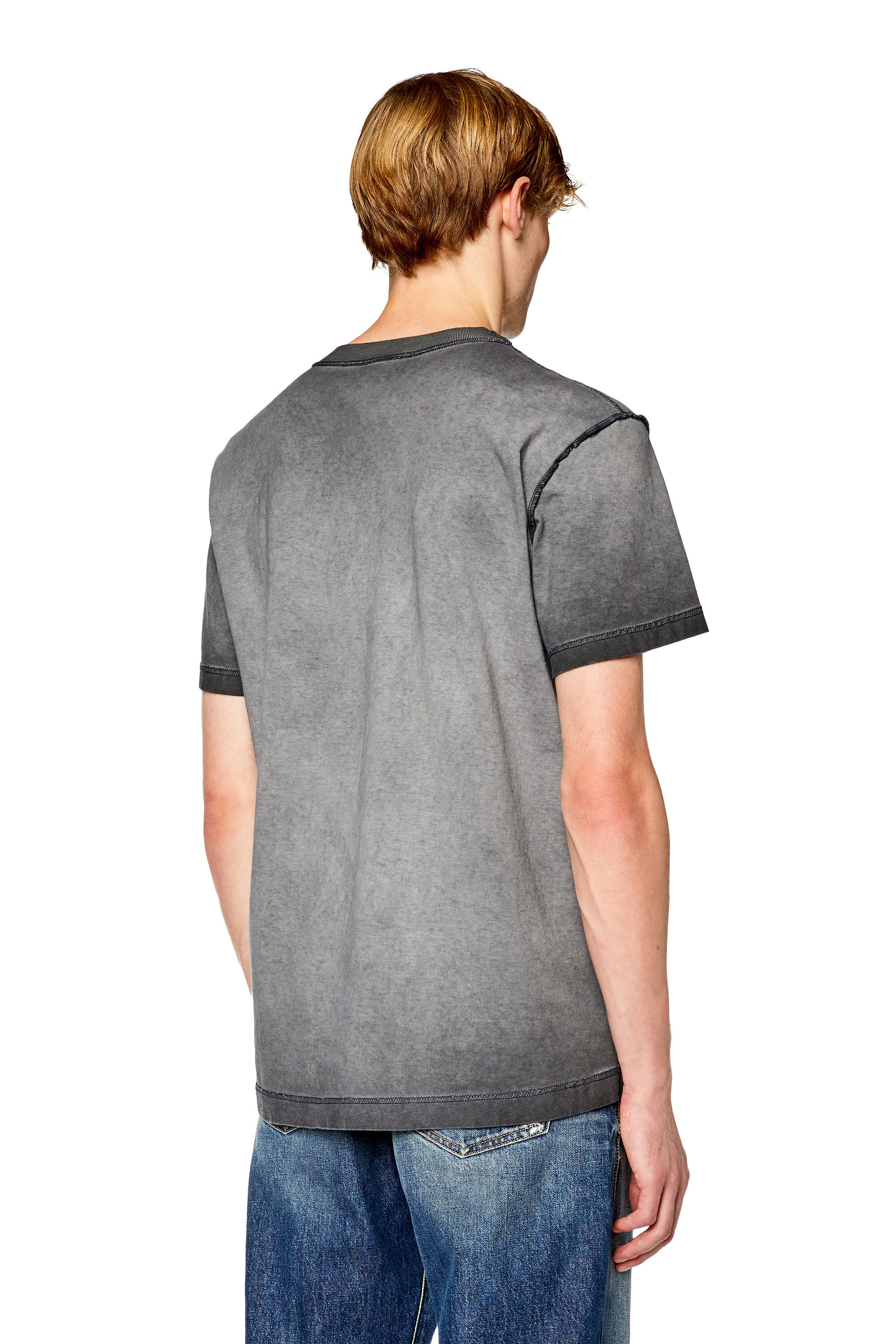 Diesel - T-DIEGOR-L2, Man T-shirt with faded jacron print in Grey - Image 4