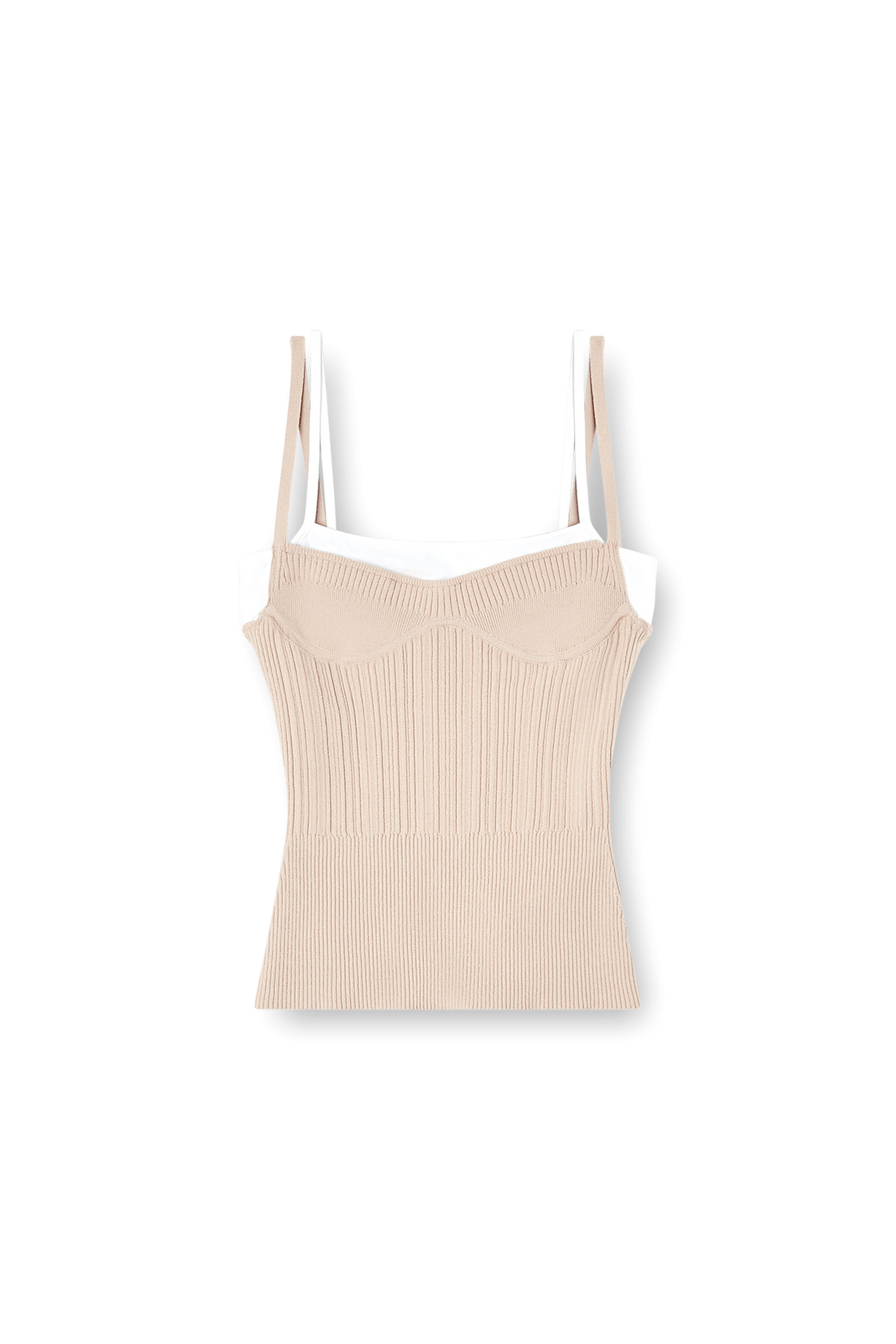 Diesel - M-ZARRINA, Woman's Layered cami top in ribbed knit in Pink - 2
