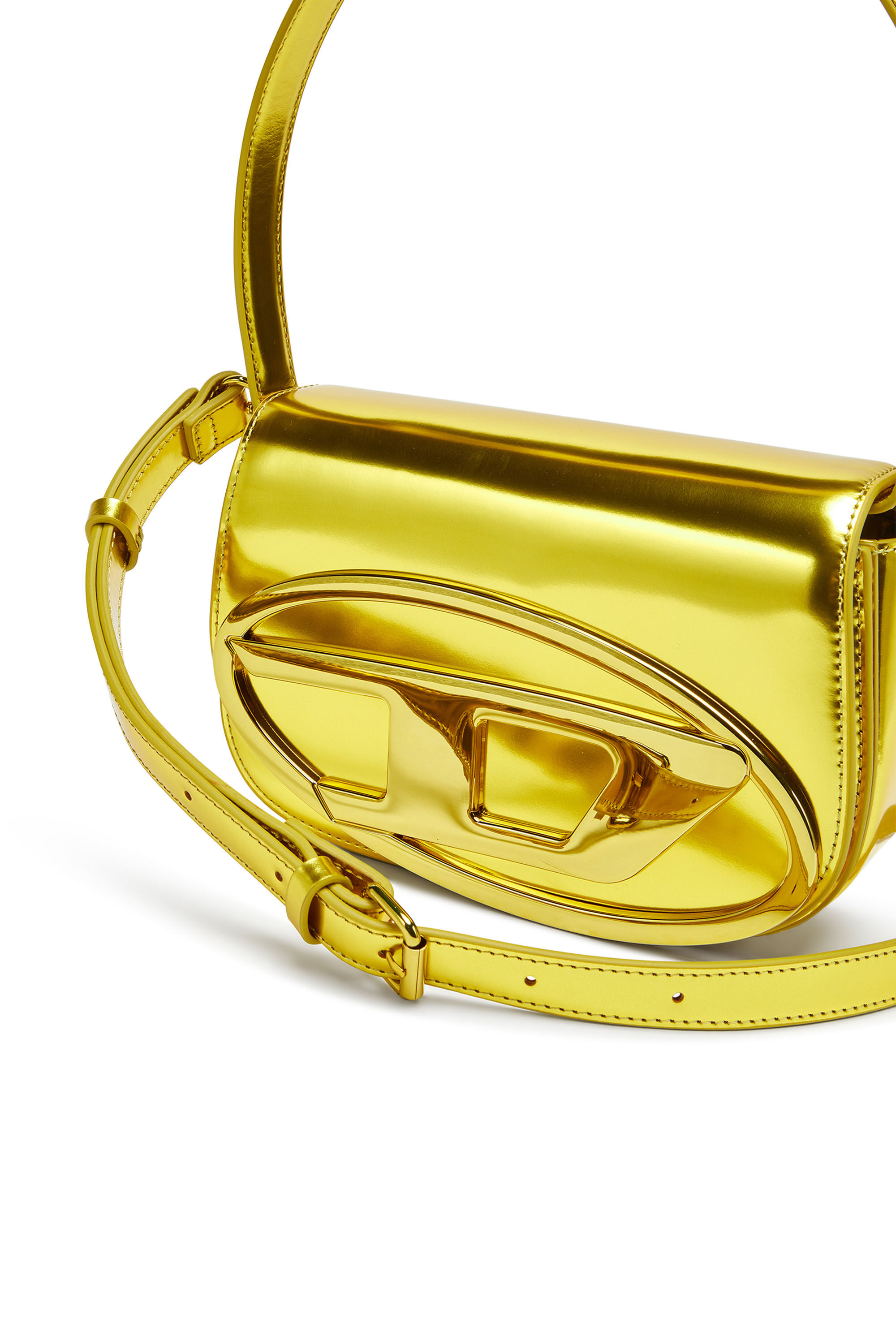 Diesel - 1DR, Woman 1DR-Iconic shoulder bag in mirrored leather in Yellow - Image 2