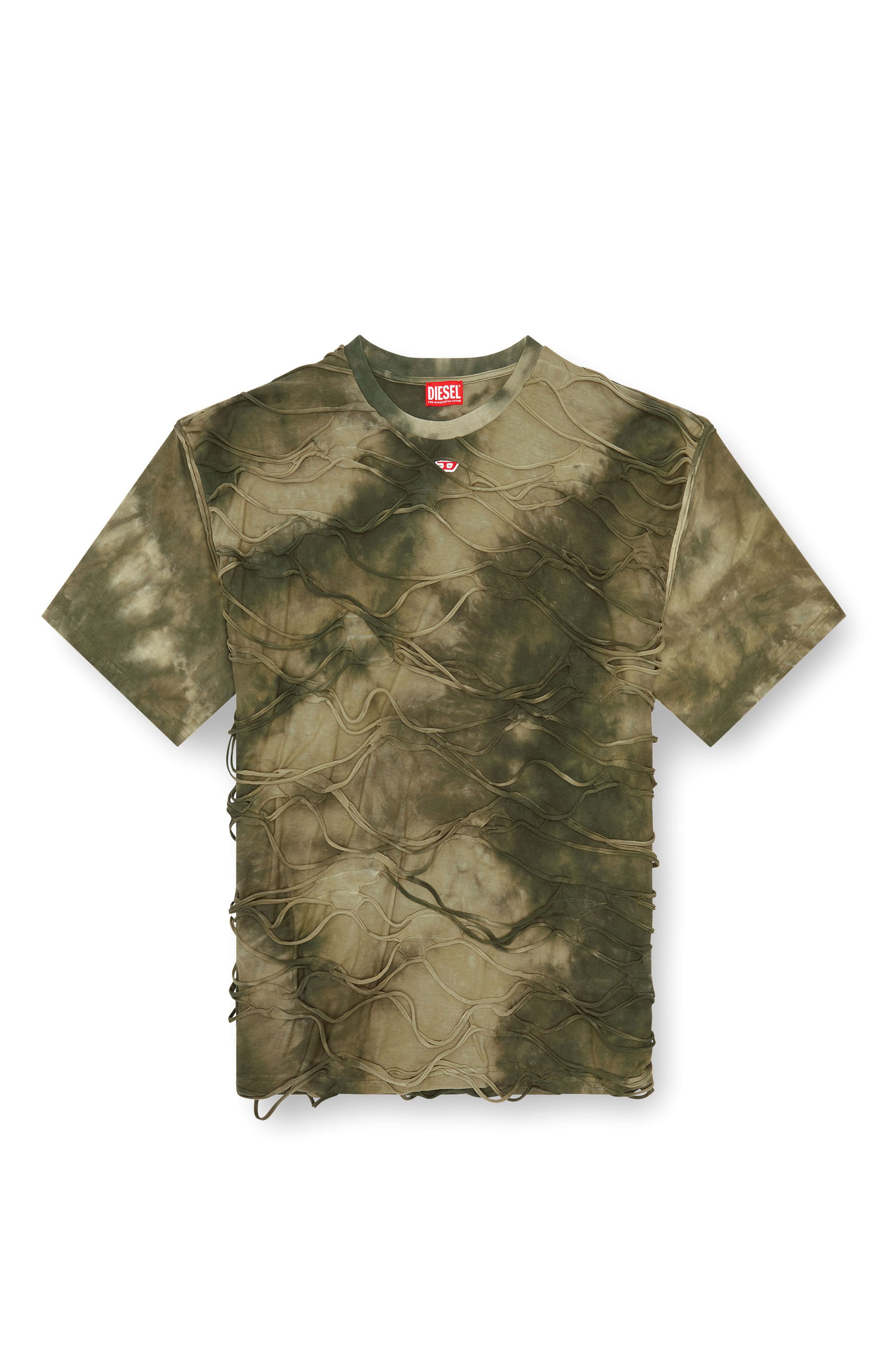 Diesel - T-BOXKET, Man T-shirt with floating strands in Green - Image 2