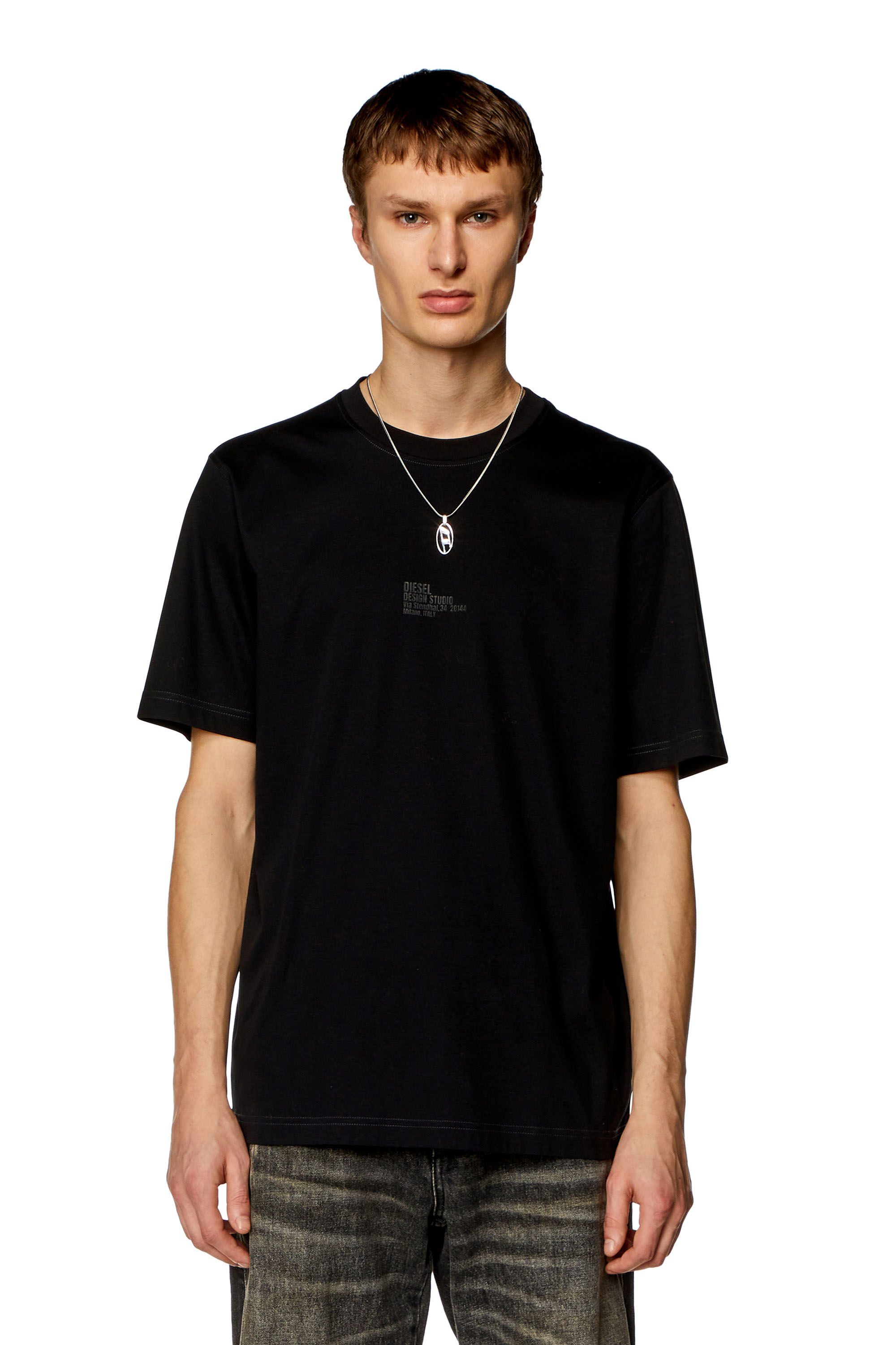 Diesel - T-MUST-SLITS-N2, Man T-shirt with Diesel Studio print in Black - Image 3