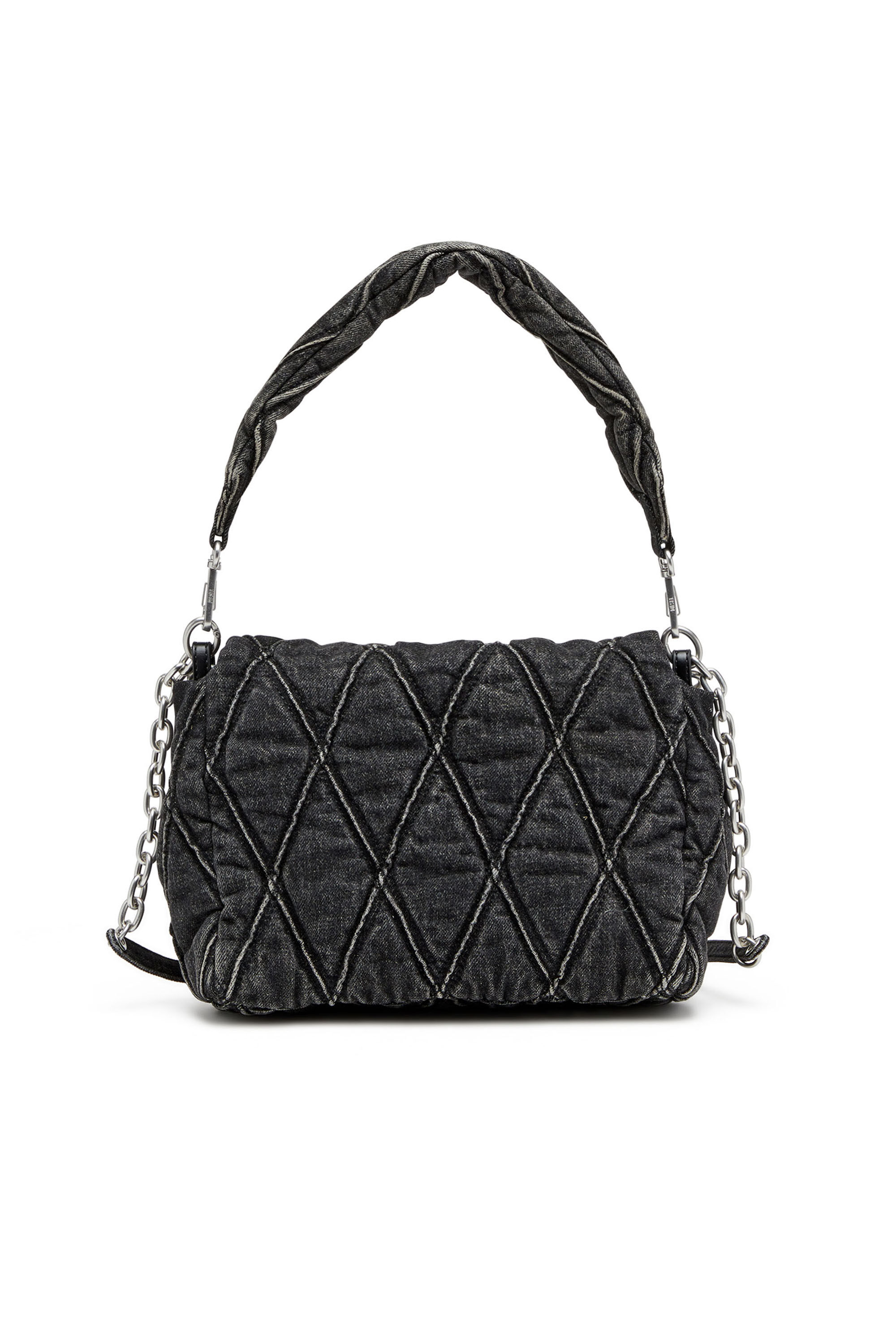 Diesel - CHARM-D SHOULDER M, Woman's Charm-D M-Shoulder bag in quilted denim in Black - 2