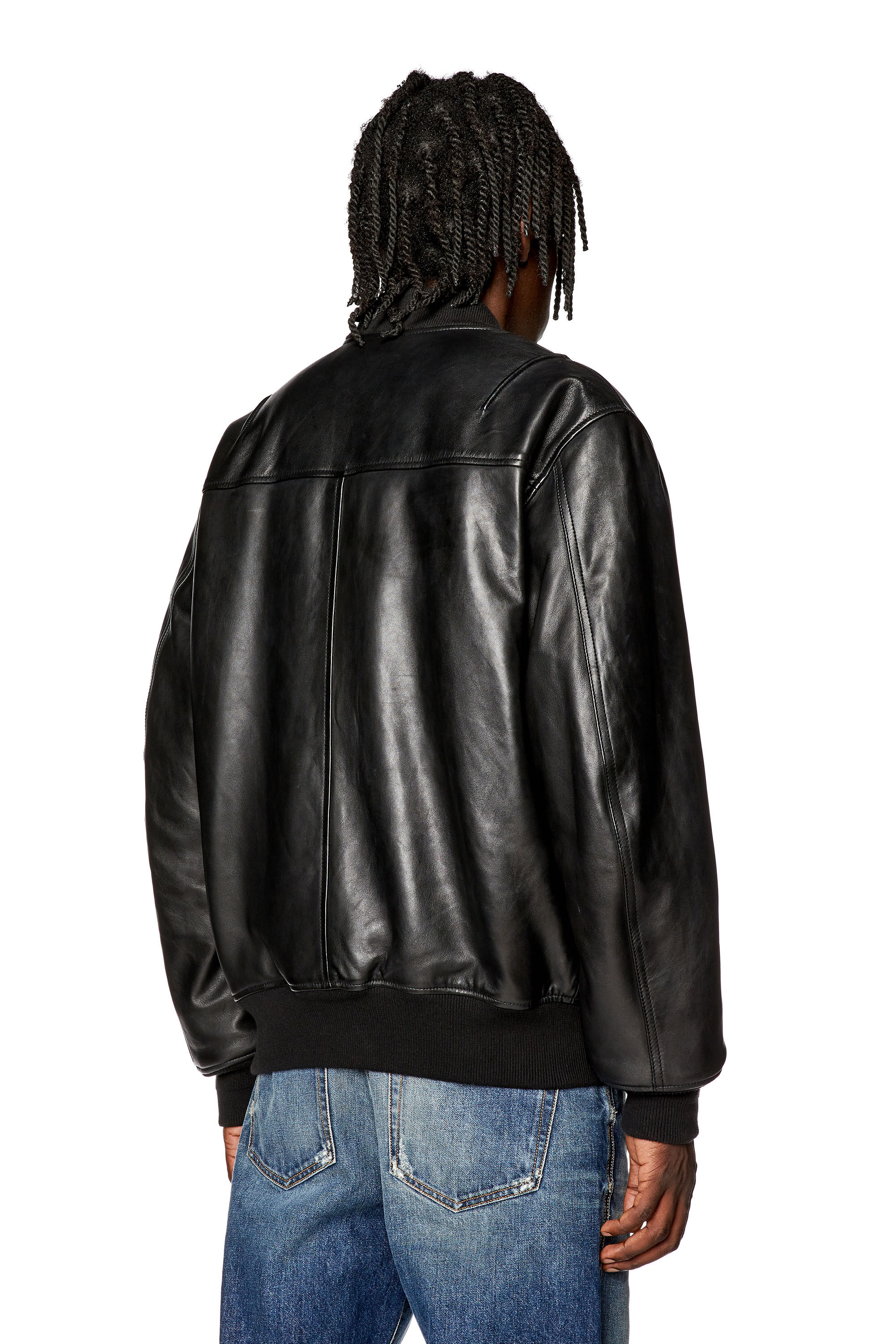 Diesel - L-PRITTS, Man Padded jacket in tumbled leather in Black - Image 4