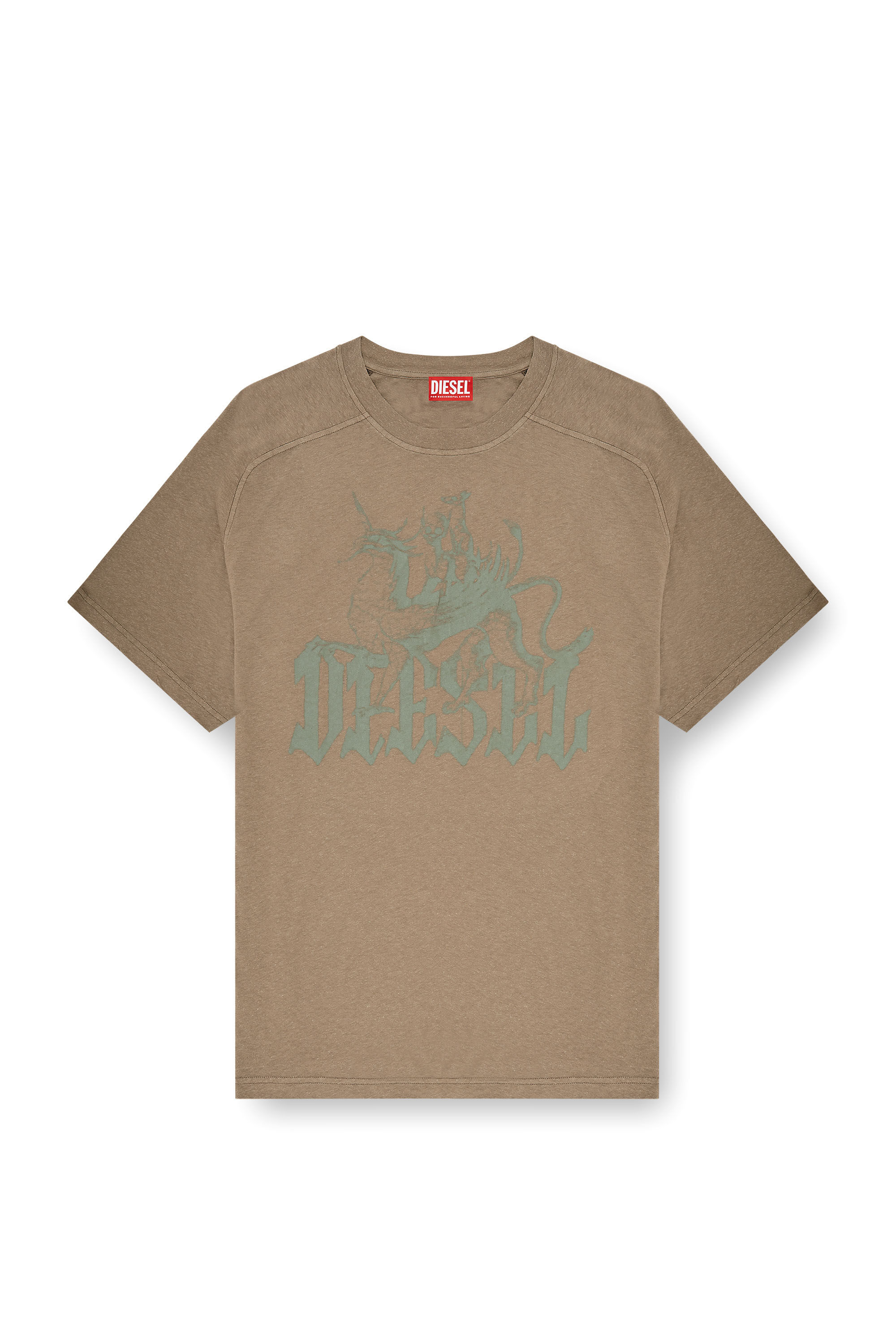 Diesel - T-JUSSI-A, Man's Printed T-shirt in cotton and hemp in Beige - 2