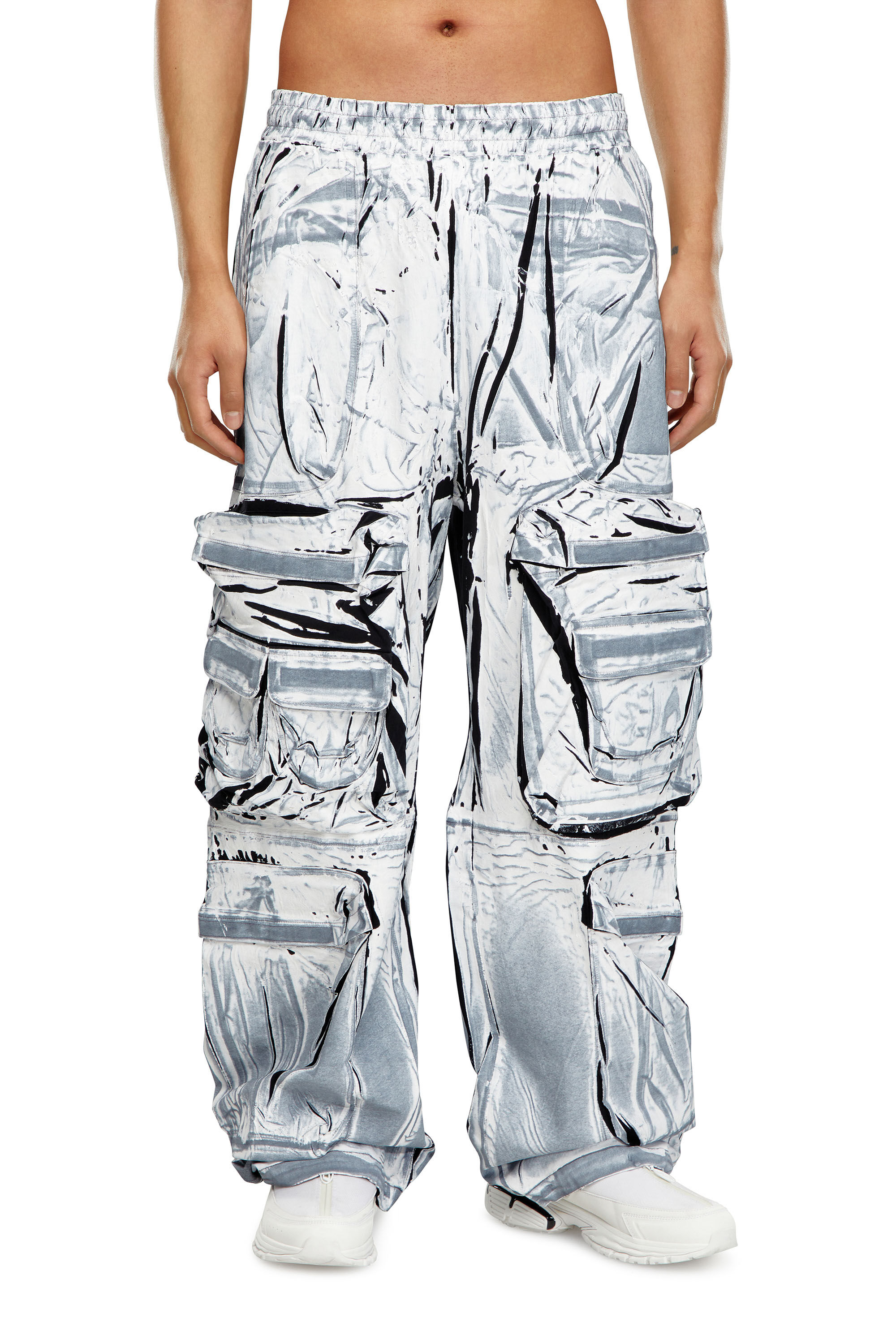 Diesel - P-GARCIA, Man Chalky cargo pants with logo patches in Multicolor - Image 3