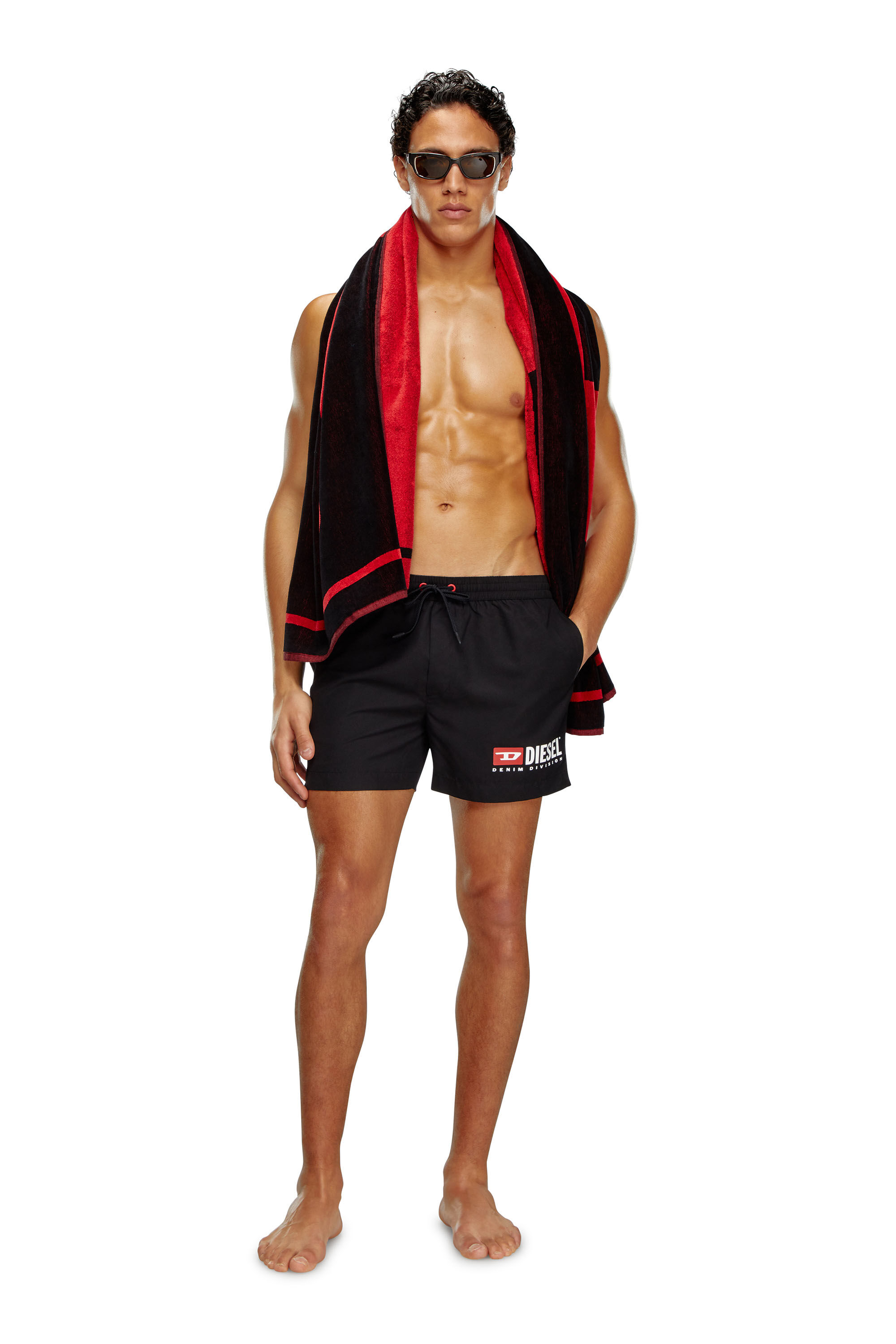 Diesel - BMBX-KEN-37, Man Mid-length swim shorts with logo print in Black - Image 2