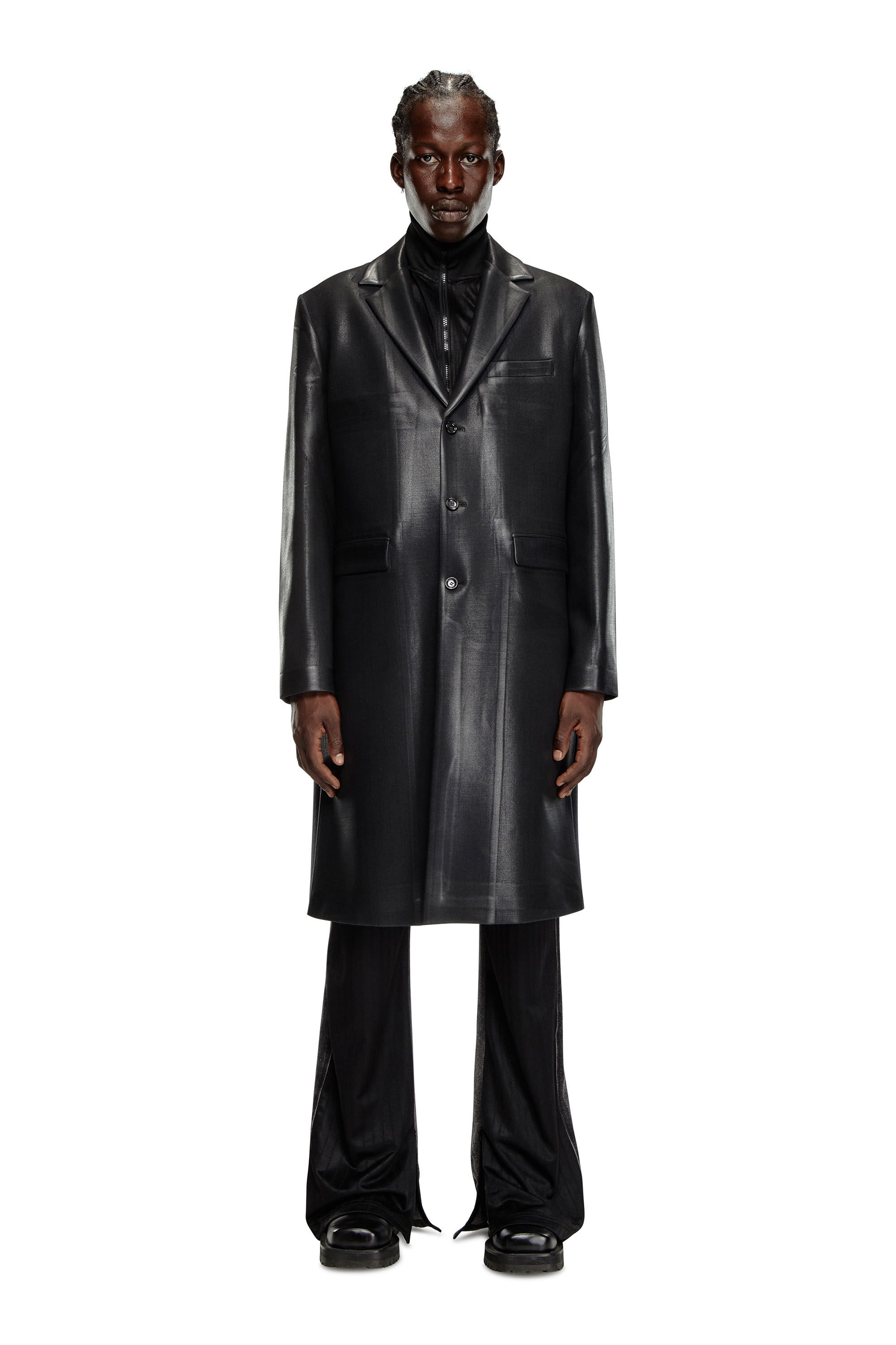 Diesel - J-DENNER, Man Coat in pinstriped cool wool in Black - Image 2