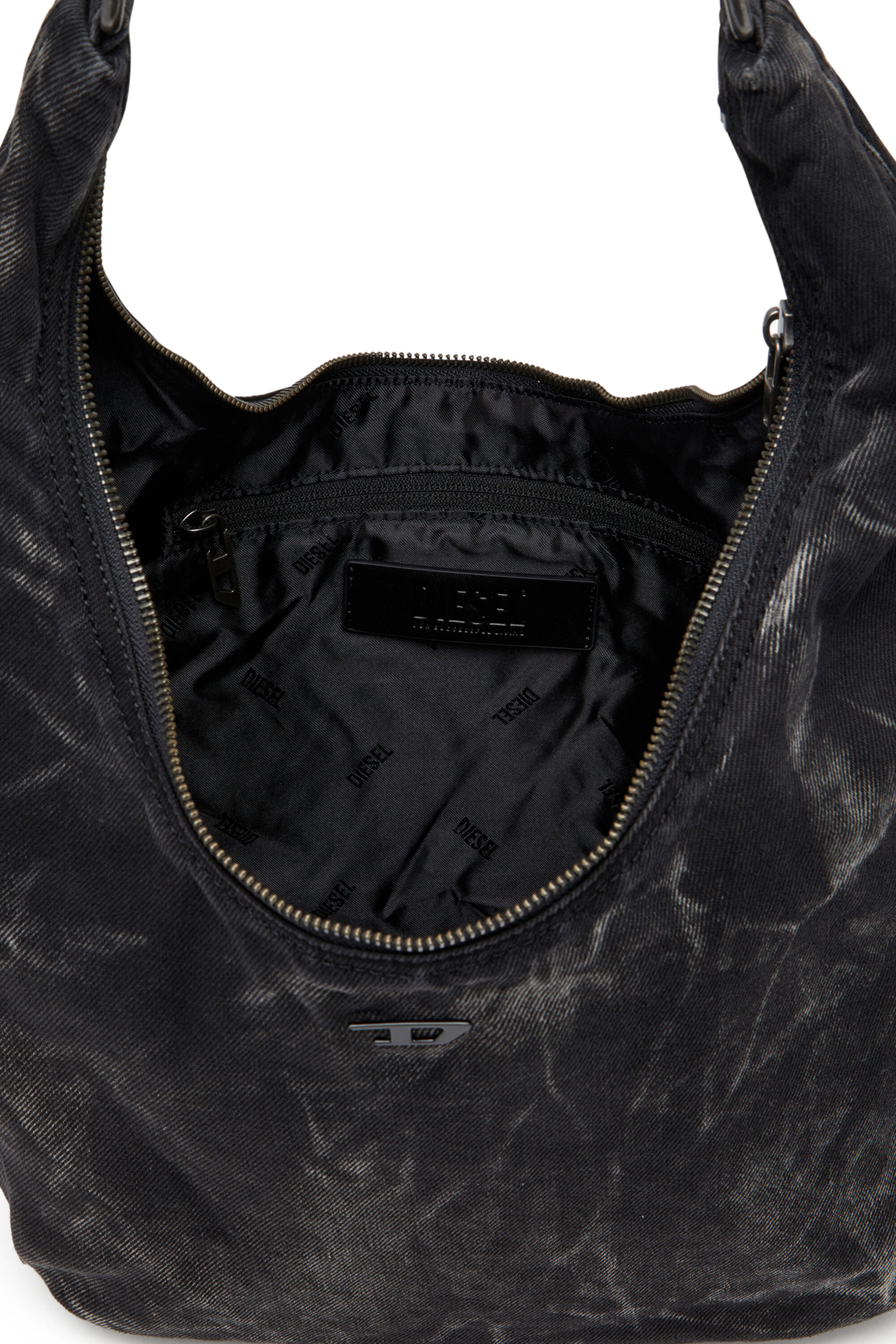 Diesel - RAVE HOBO X, Unisex's Rave - Hobo denim bag with zipper in Black - 5