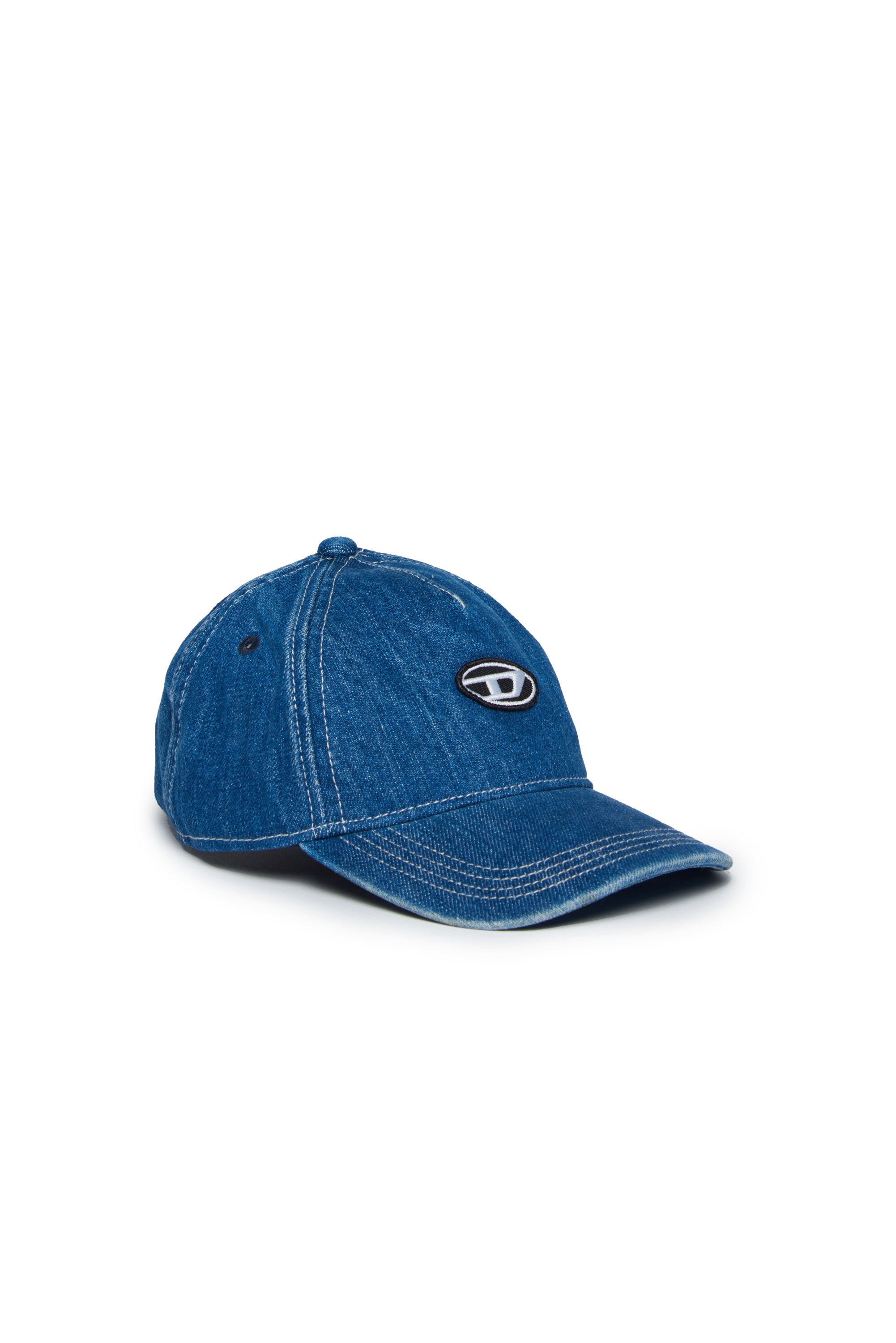 Diesel - FPOBIB, Man Denim baseball cap with Oval D patch in Blue - Image 1