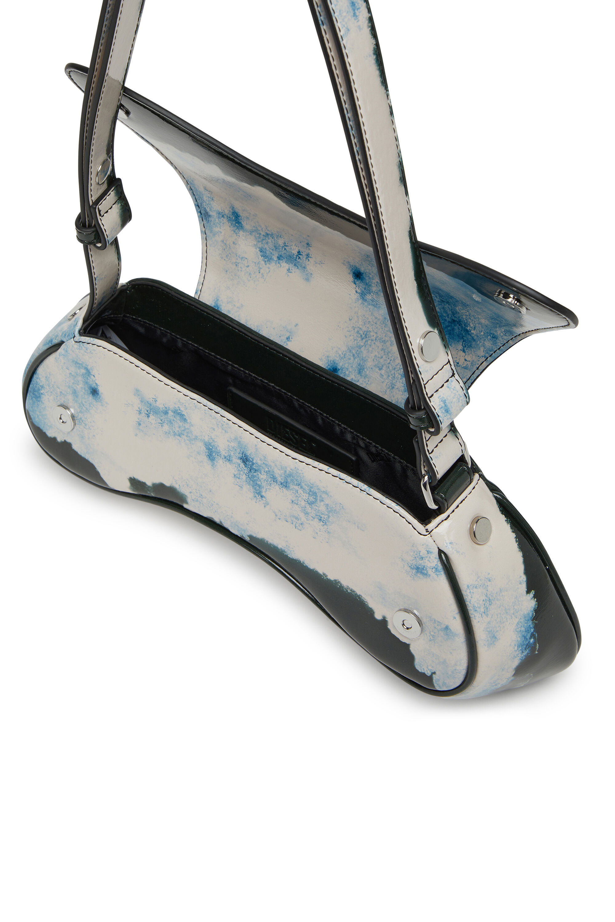 Diesel - PLAY CROSSBODY, Woman's Play-Shoulder bag in printed glossy PU in White/Black - 5