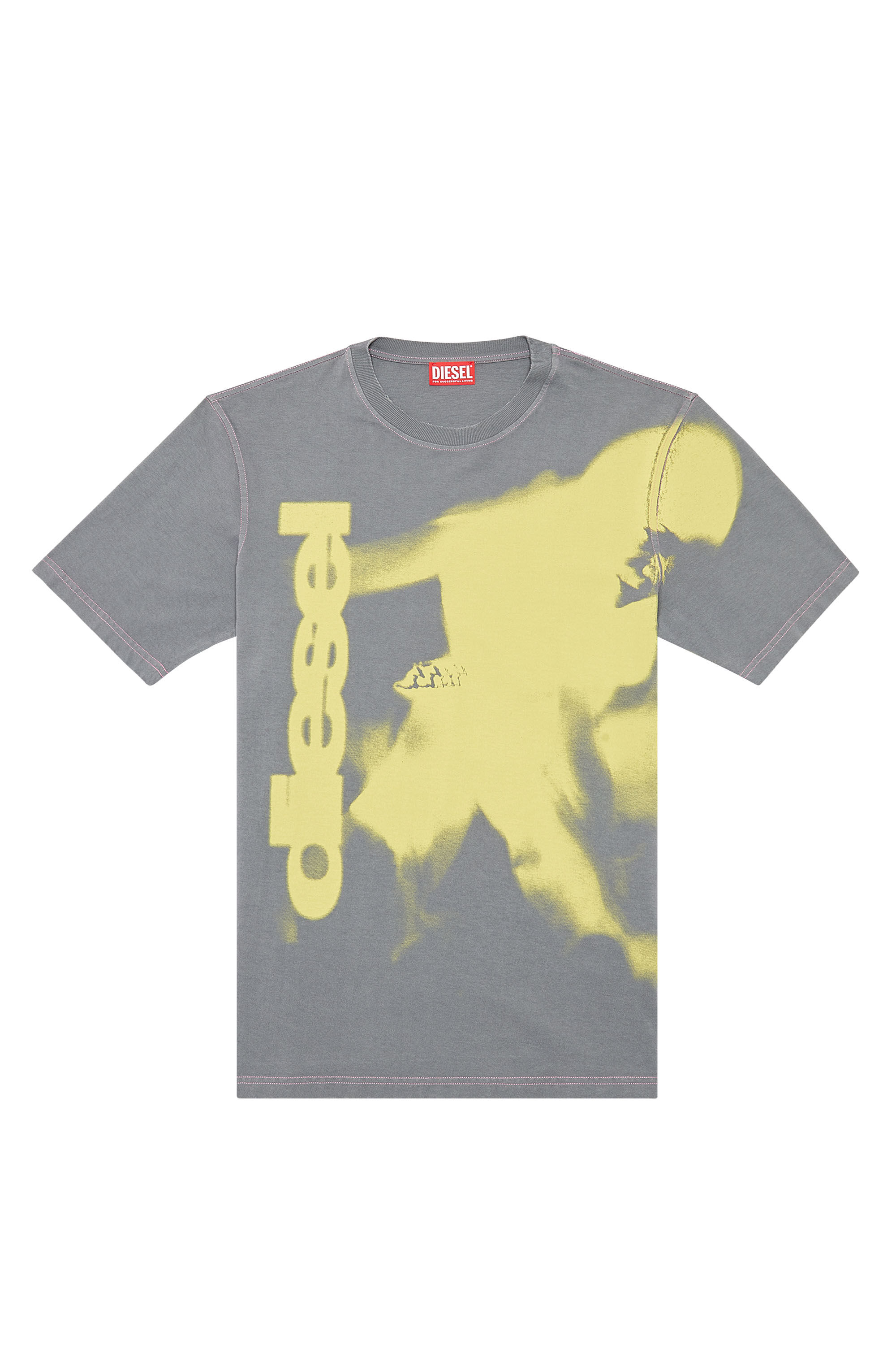 Diesel - T-JUST-N13, Man T-shirt with smudged print in Grey - Image 2