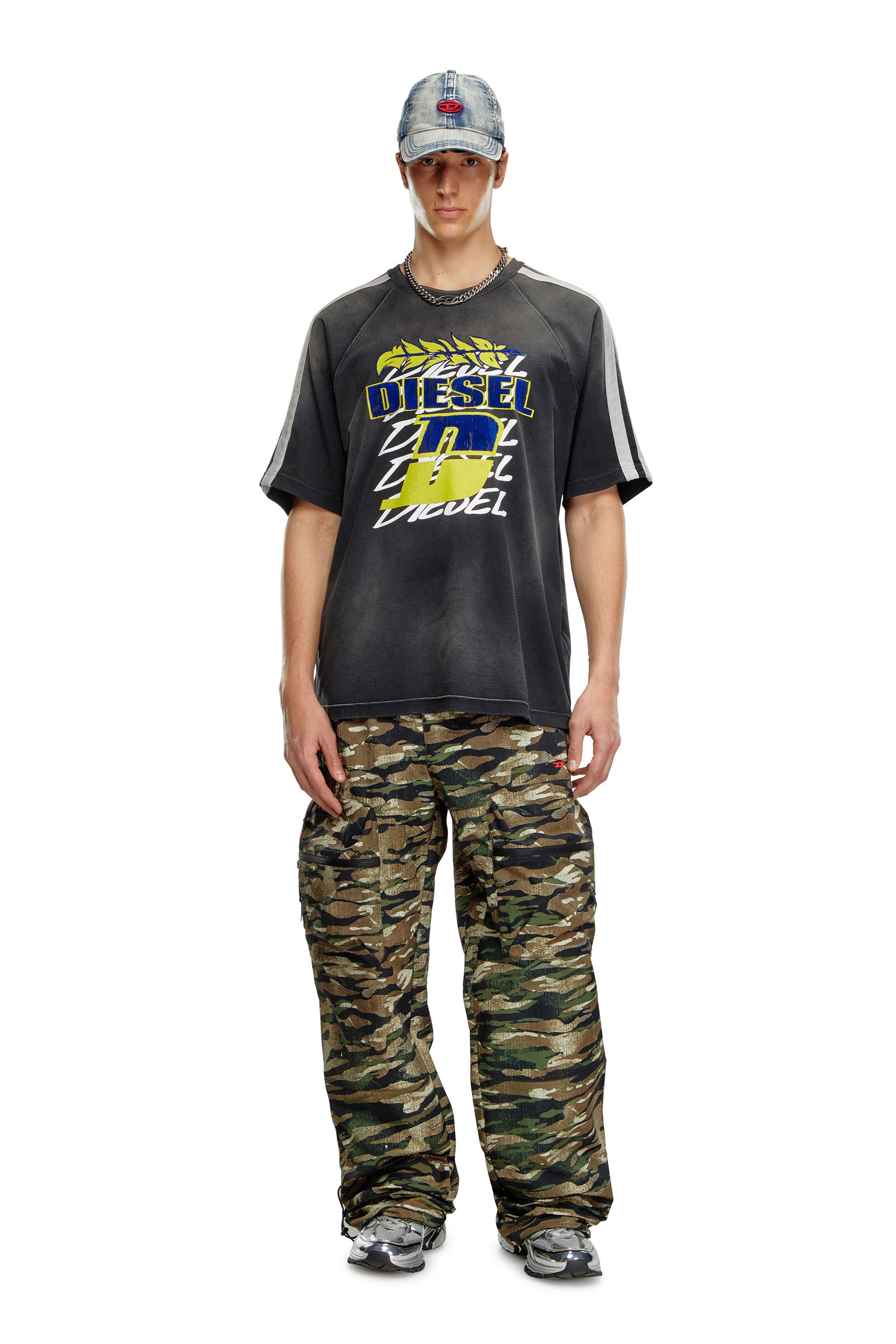 Diesel - AMSB-AMBROSE-WT23, Man Nylon cargo pants with worn camo print in Multicolor - Image 1