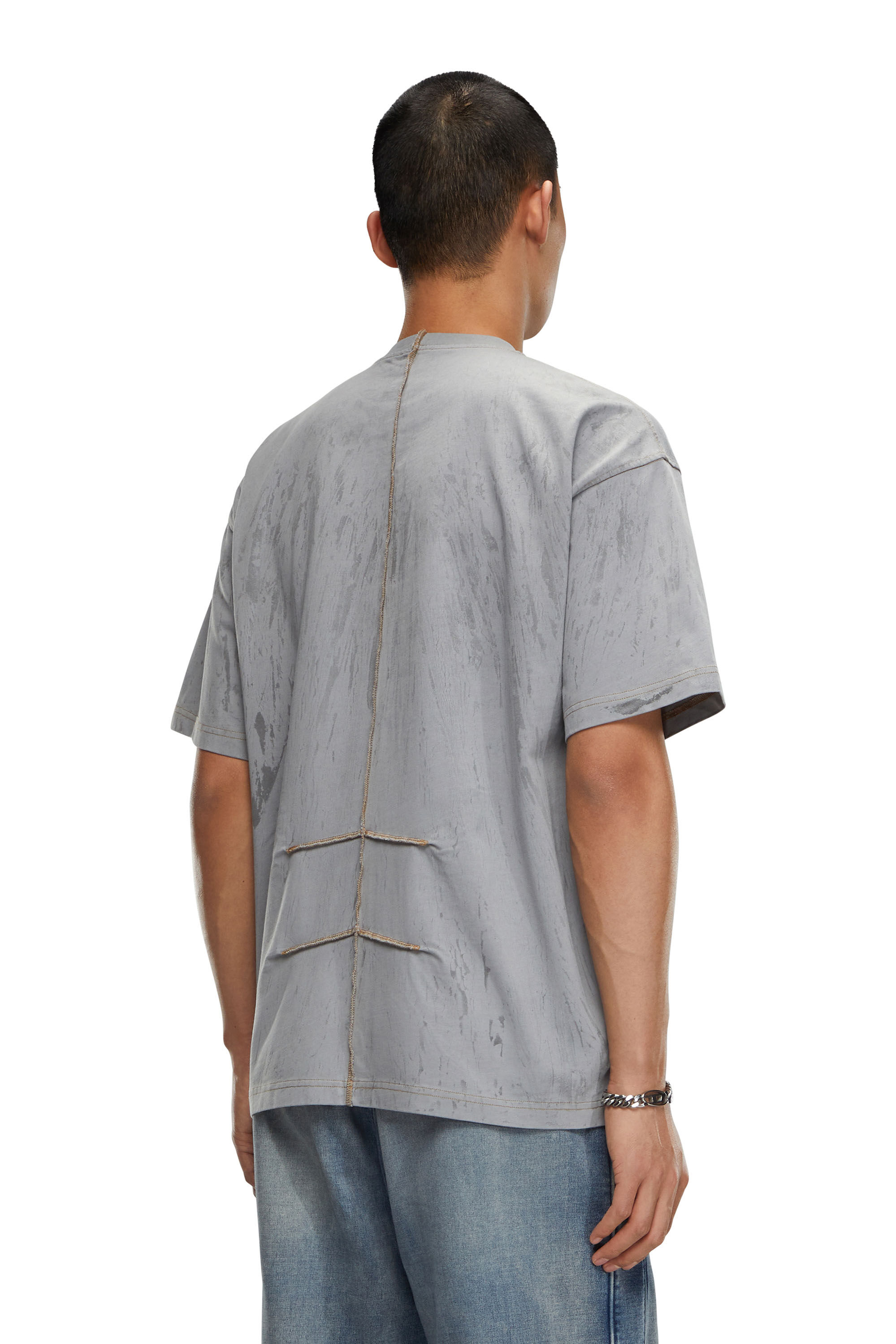 Diesel - T-COS, Man T-shirt in plaster effect jersey in Grey - Image 2