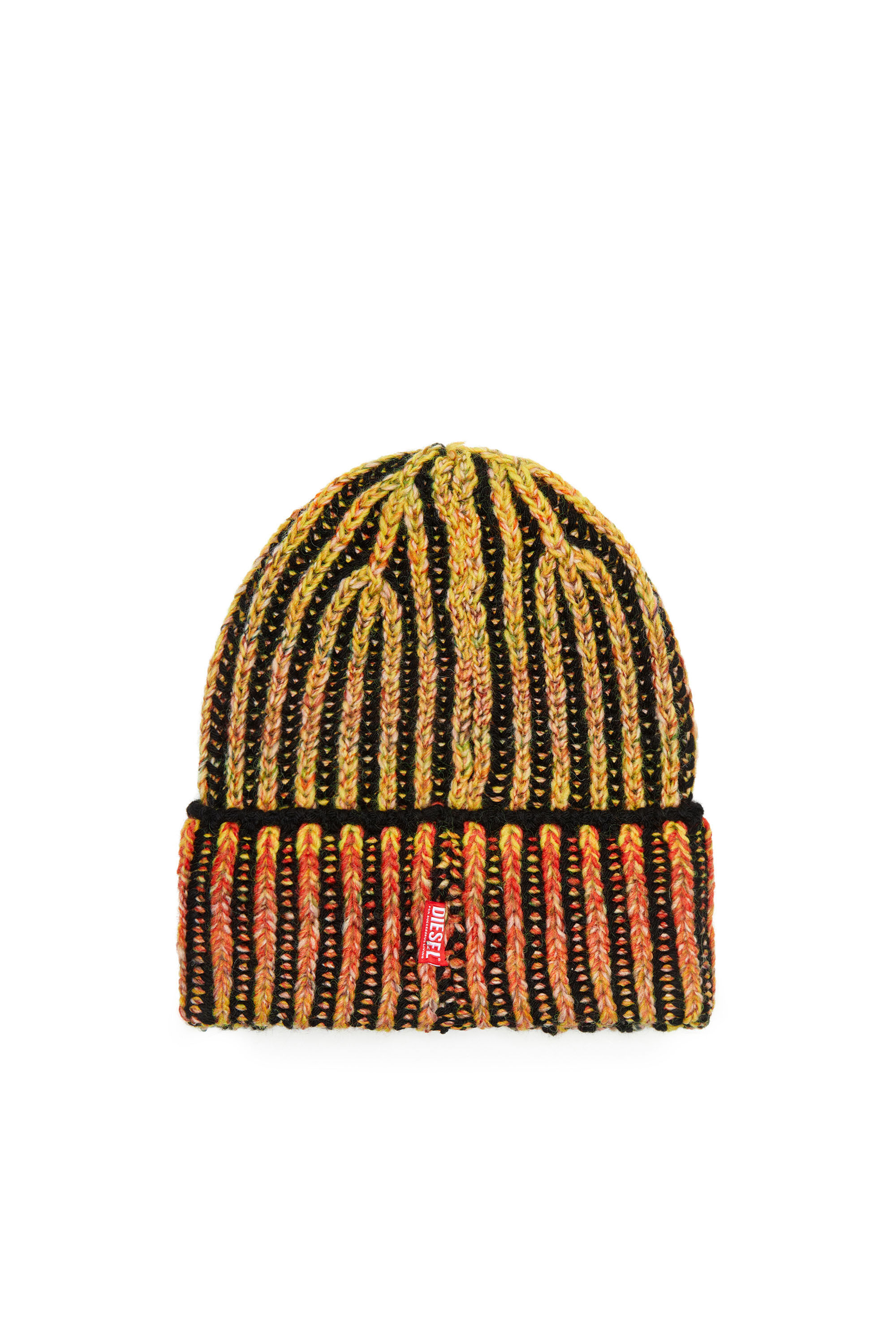 Diesel - K-BIRBY, Unisex Ribbed beanie with dégradé neon stripes in Multicolor - Image 2