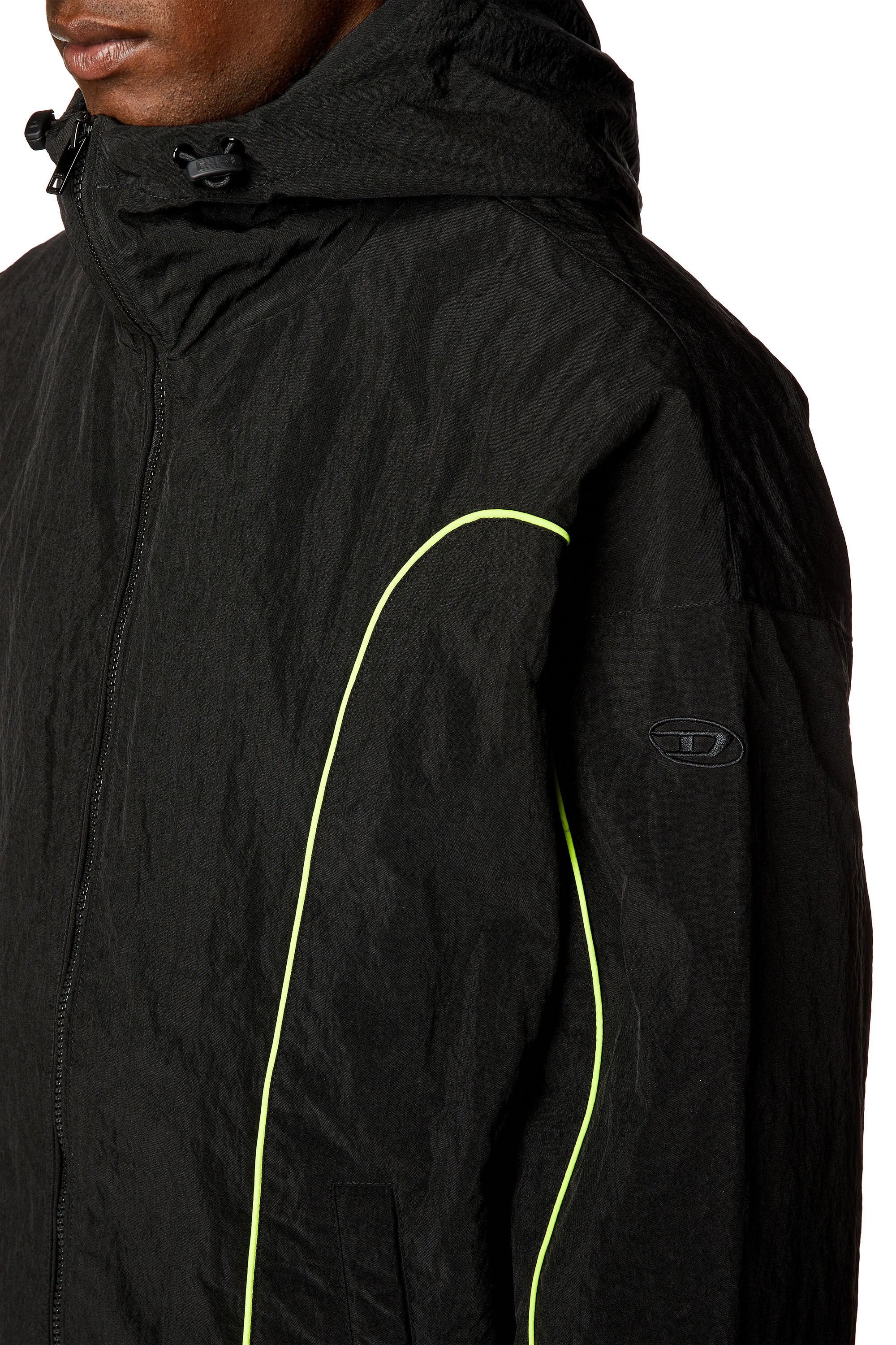 Diesel - J-GREEN, Man Padded hooded jacket in wrinkled nylon in Black - Image 5