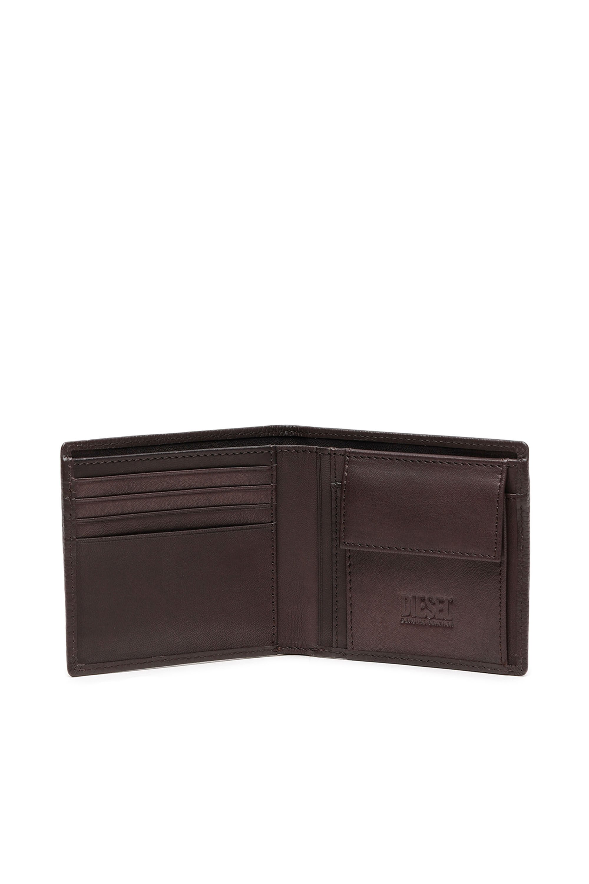 Diesel - BI FOLD COIN S, Man Bi-fold wallet in grainy leather in Brown - Image 3